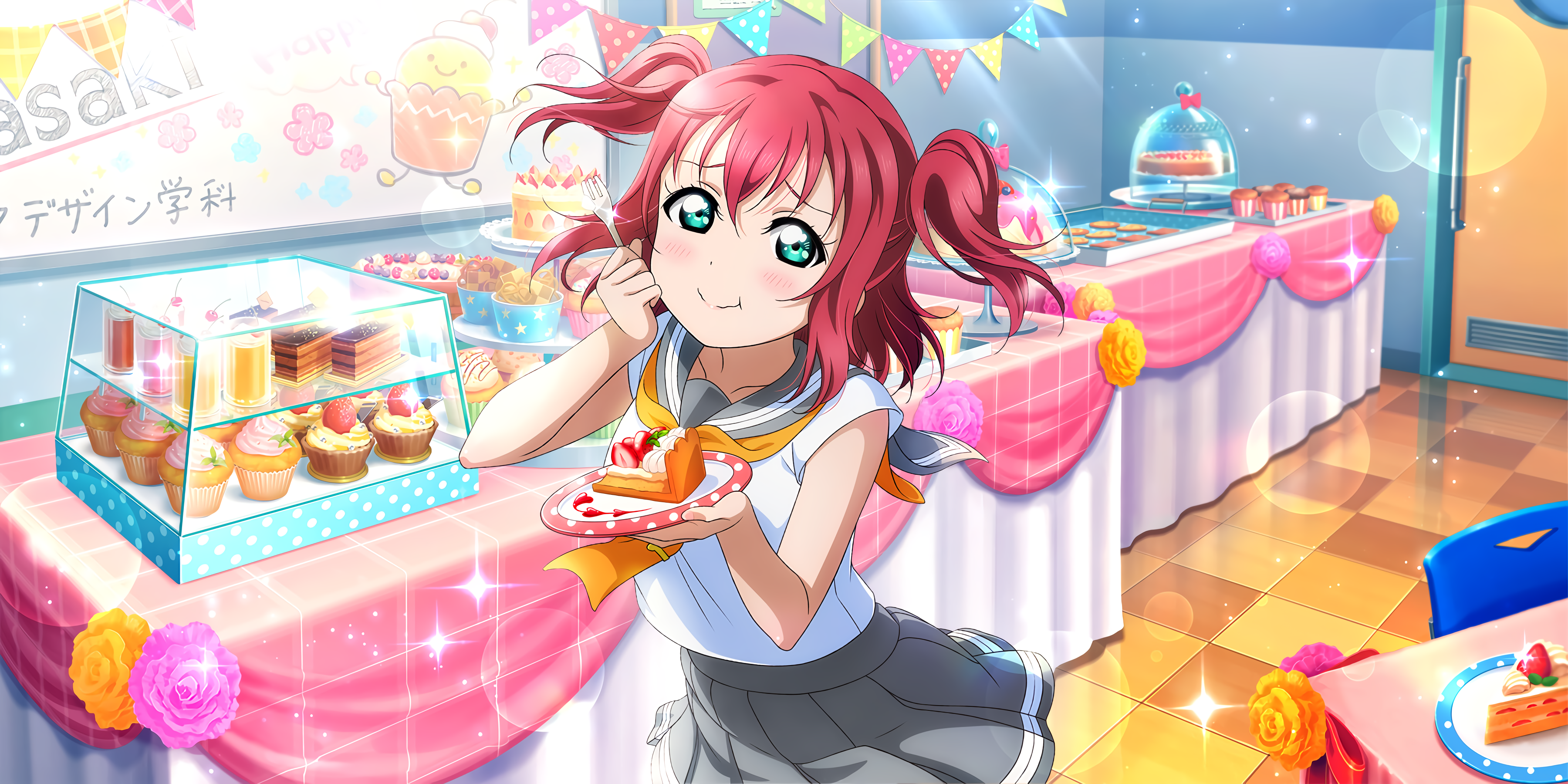 Kurosawa Ruby from Love Live! Sunshine!! eating cake HD Wallpaper
