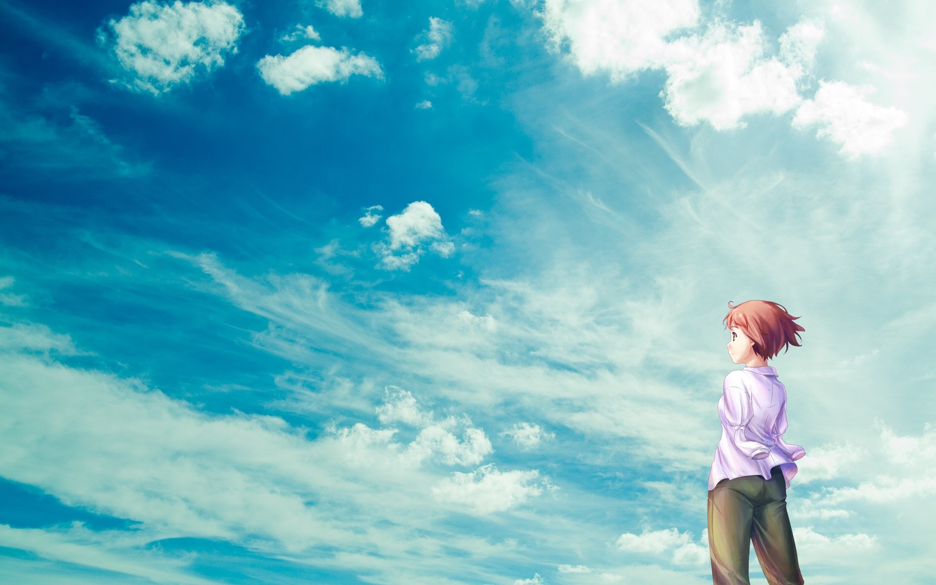 Rin Tezuka from Katawa Shoujo looking at the sky HD Wallpaper