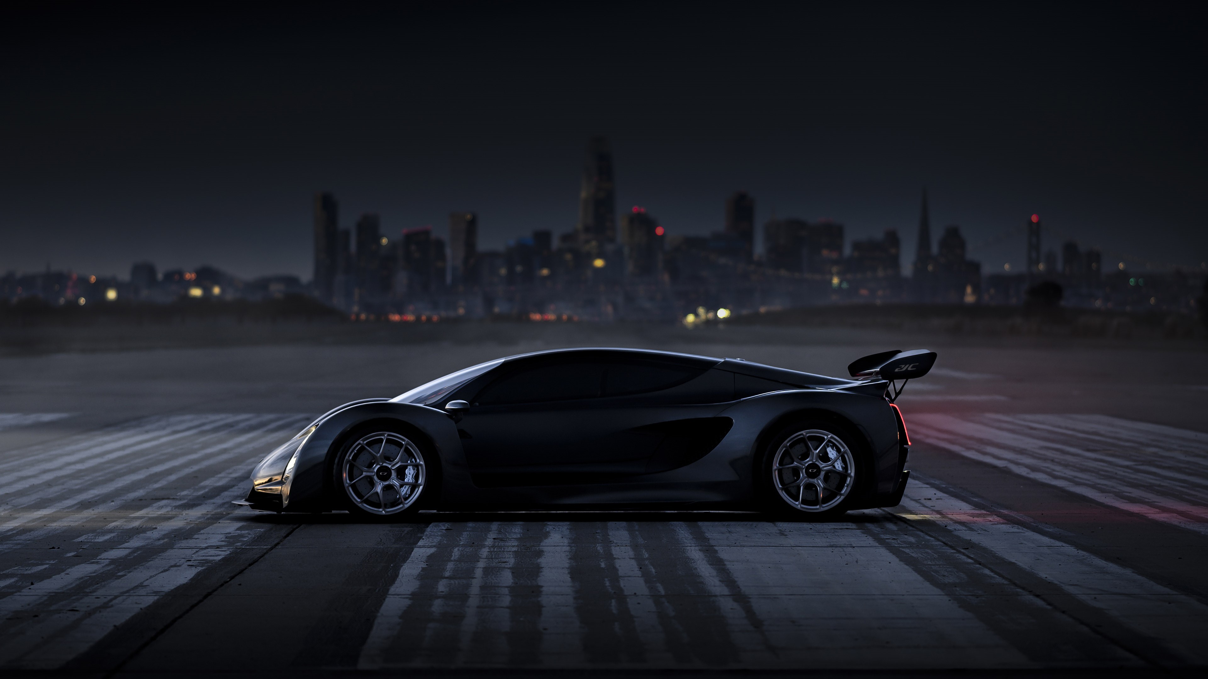 4K Czinger 21C supercar in city at night HD Wallpaper
