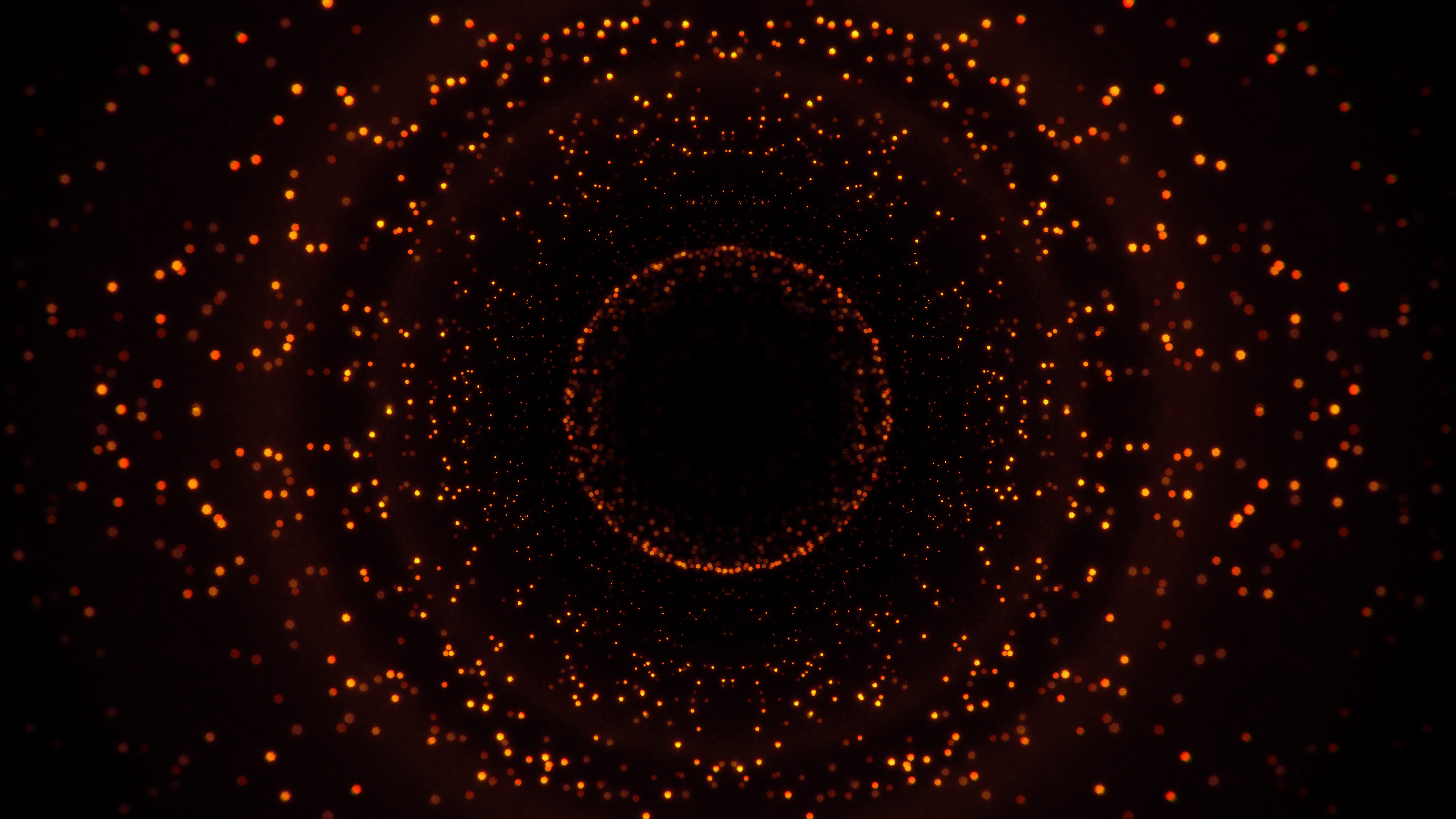 Orange dots forming a tunnel with a circle in the center HD Wallpaper