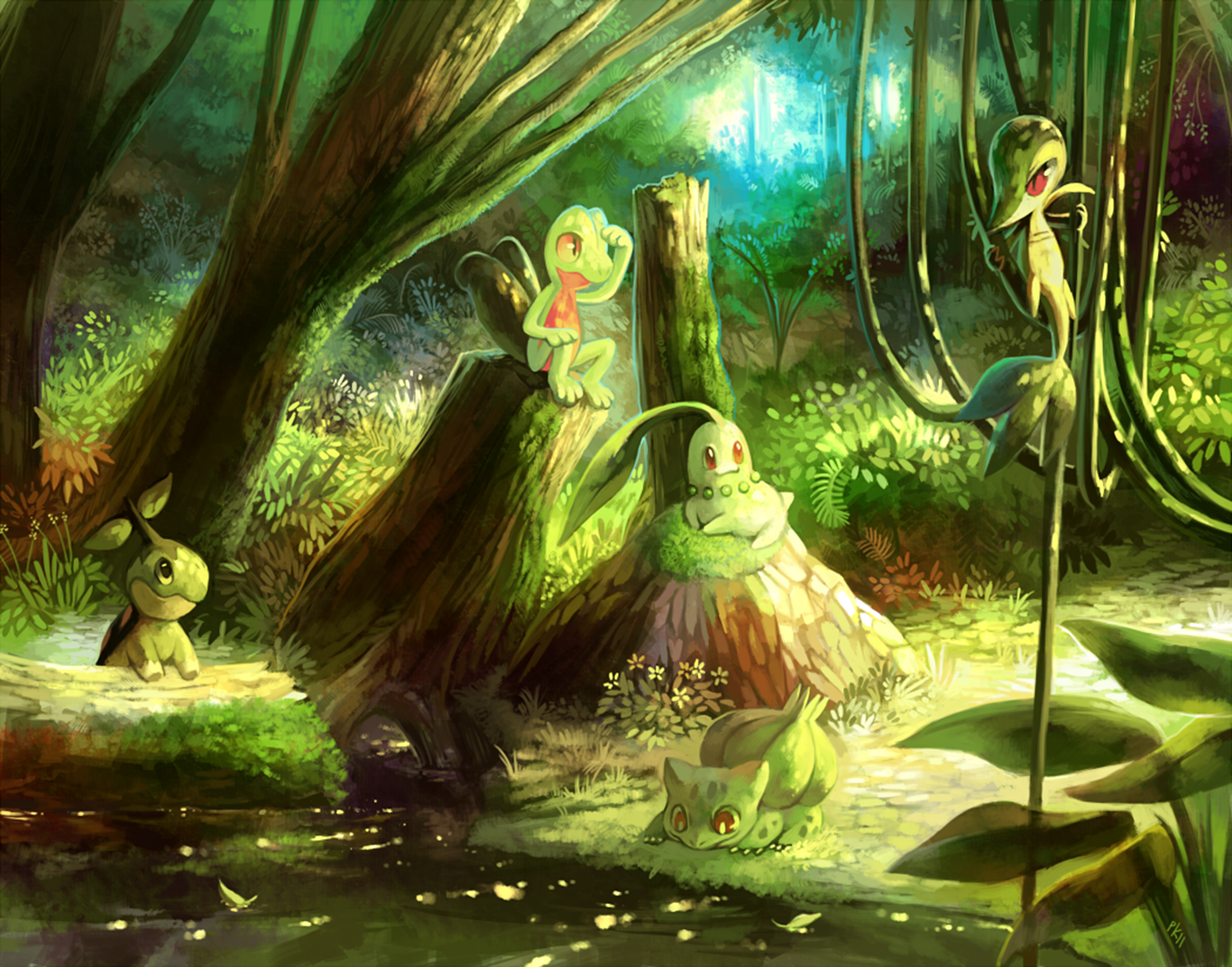 Pokemon in a Forest HD Wallpaper