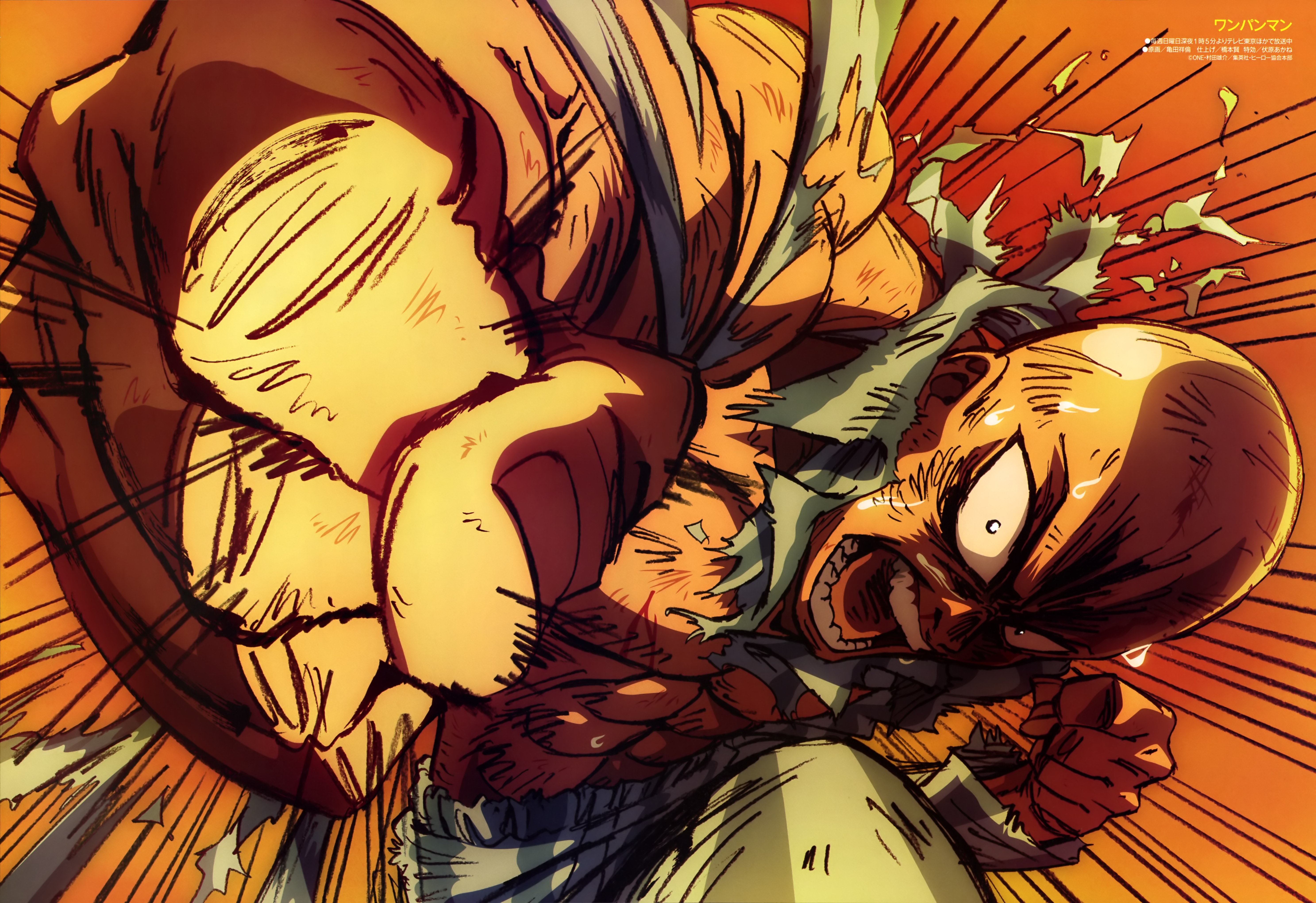 Saitama from One-Punch Man in battle HD Wallpaper