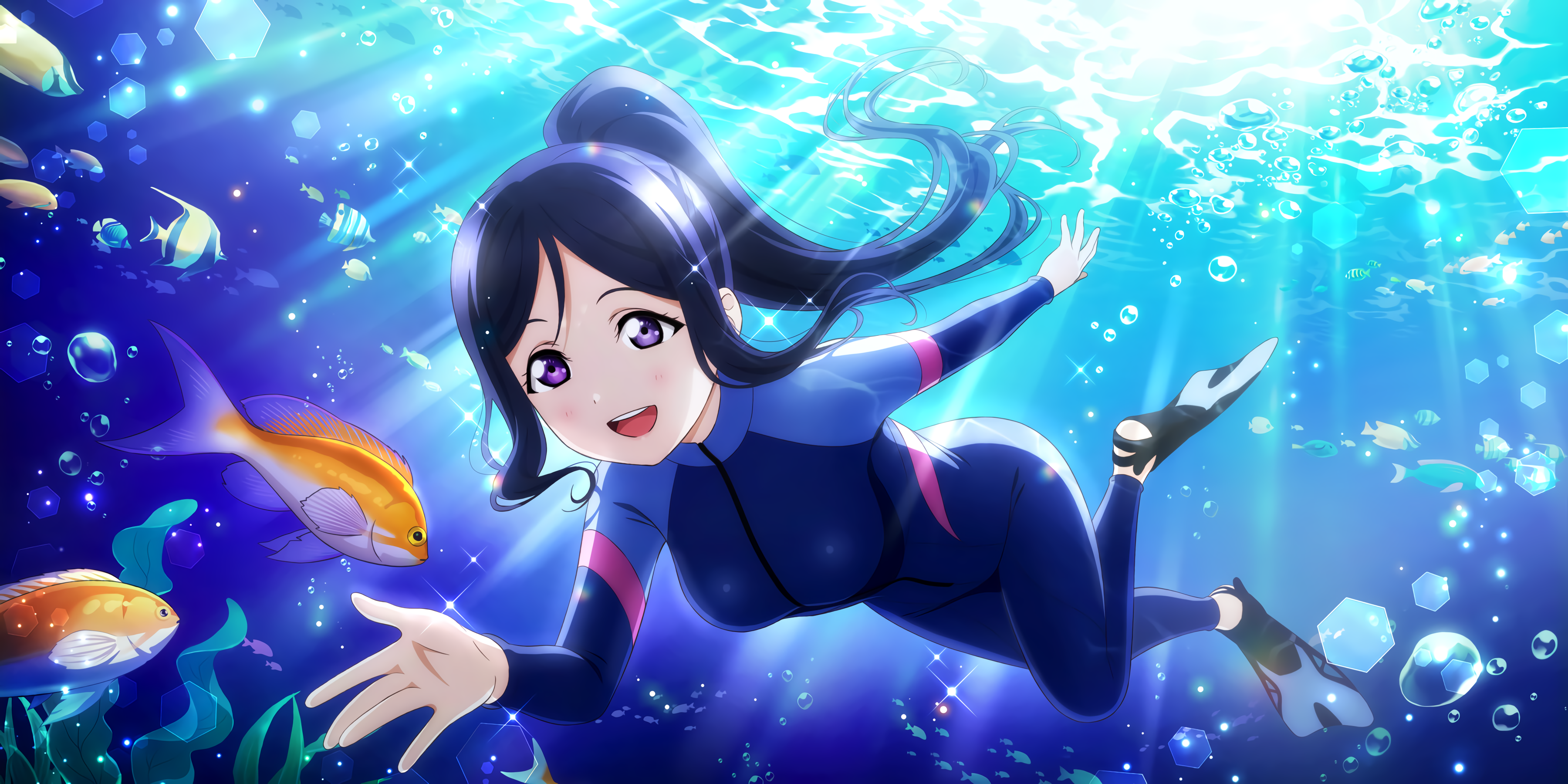 Matsuura Kanan from Love Live! Sunshine!! underwater HD Wallpaper