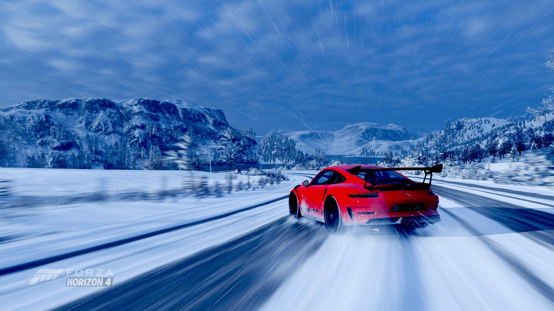 Red Porsche 911 Drifting in Snow - Forza Horizon 4 HD Wallpaper