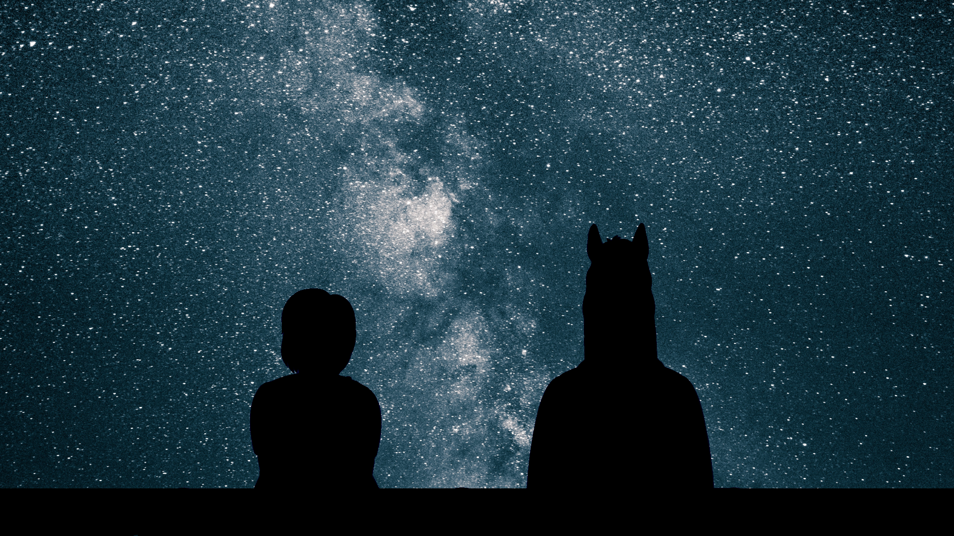 Bojack Horseman and a child looking at the Milky Way HD Wallpaper