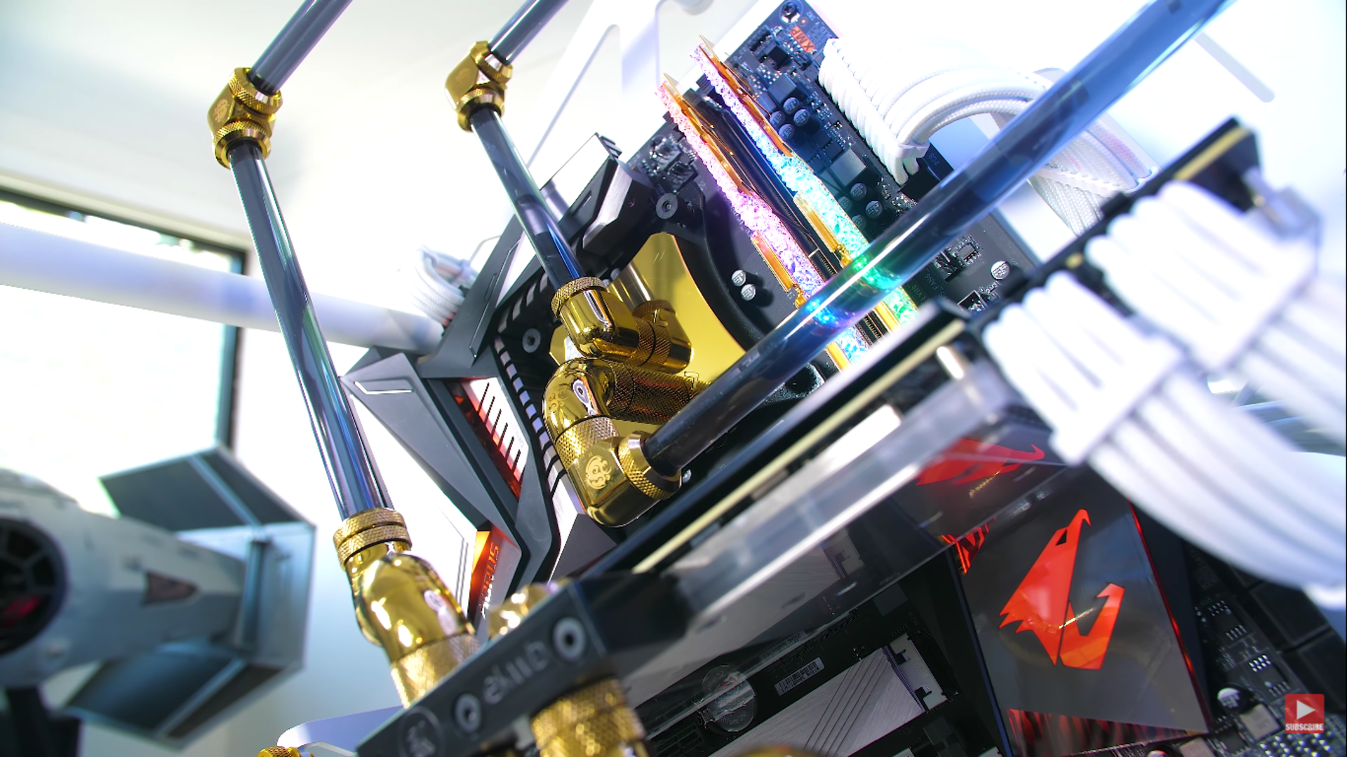 Custom PC build with water cooling and RGB RAM HD Wallpaper