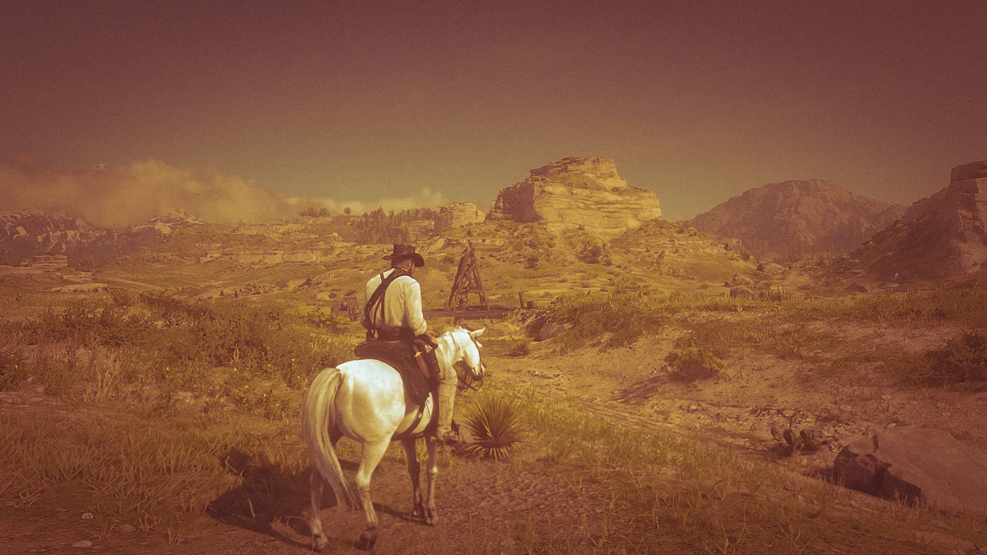 Man on horse in Red Dead Redemption 2 landscape HD Wallpaper