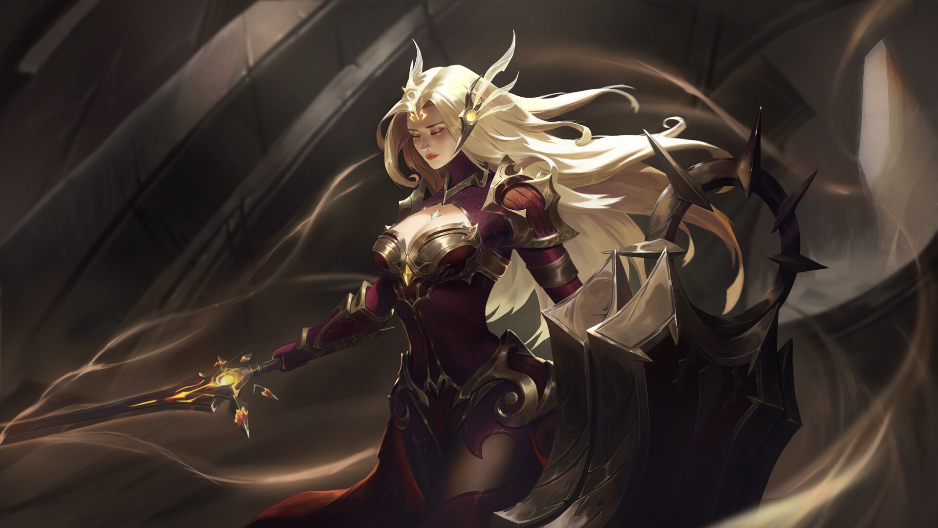 Leona from League of Legends with sword and shield HD Wallpaper