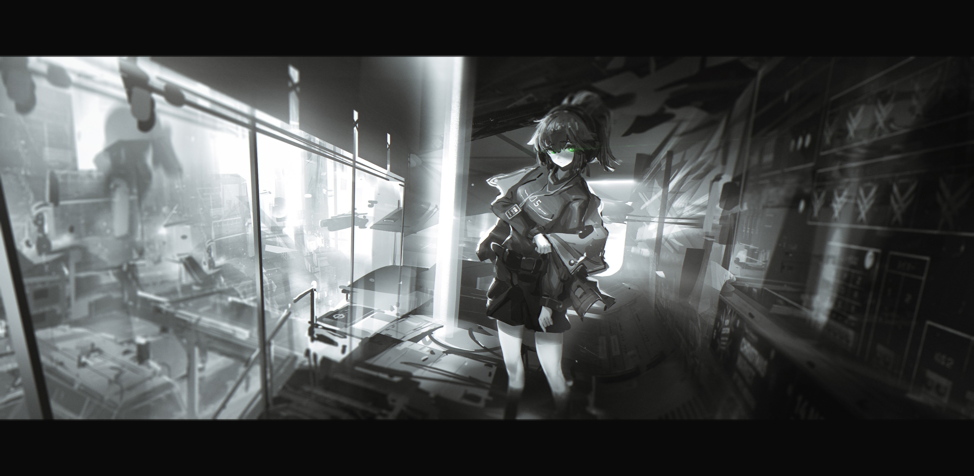 Jessica from Arknights in a sci-fi city HD Wallpaper