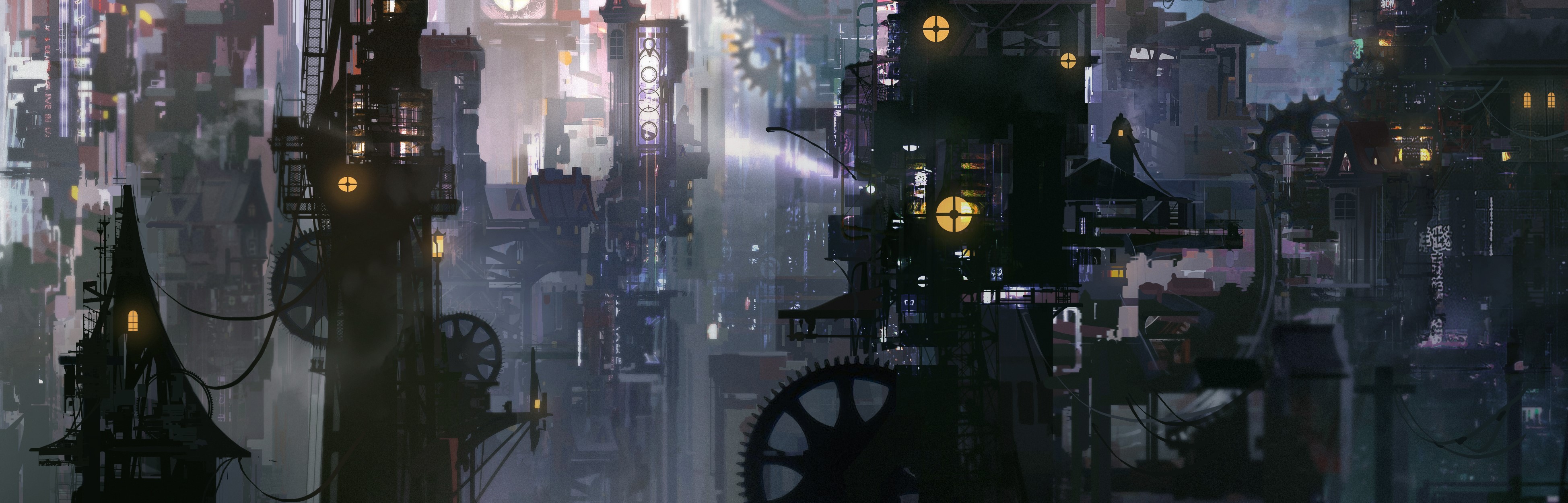 4K science fiction city with machines HD Wallpaper