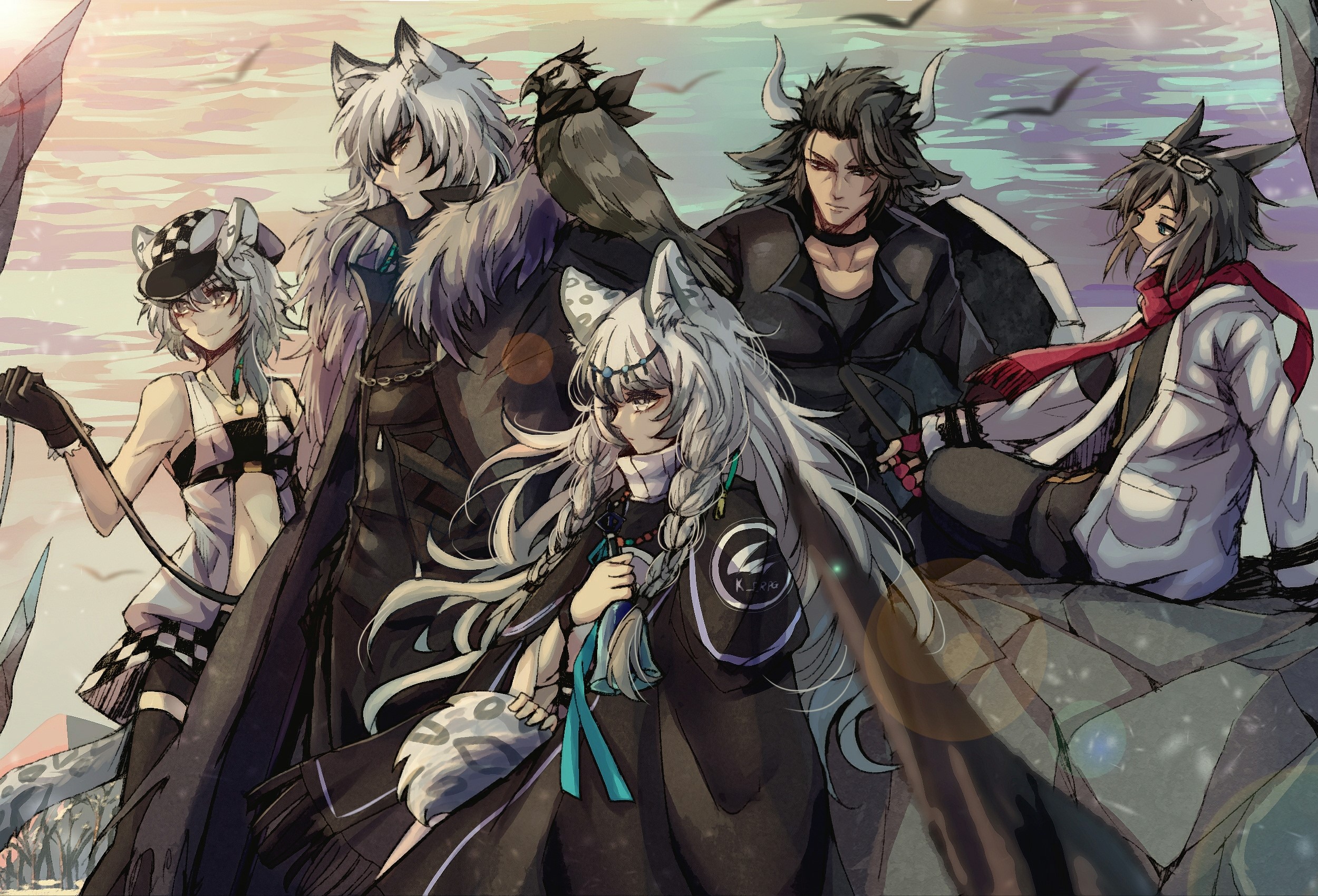 Arknights characters Pramanix, Courier, Cliffheart, Silverash, Matterhorn HD Wallpaper