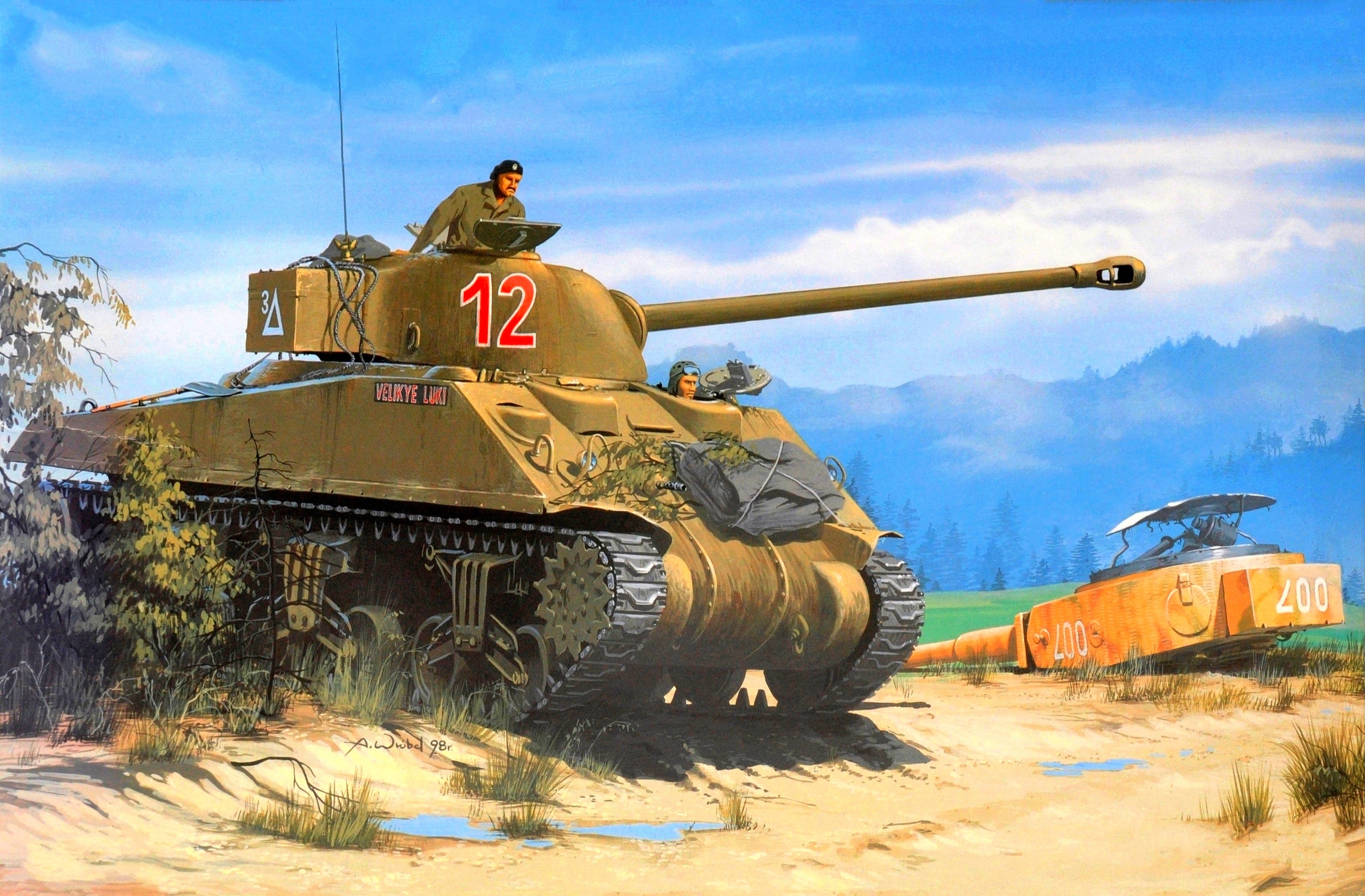 Artwork of a British Army Sherman tank HD Wallpaper