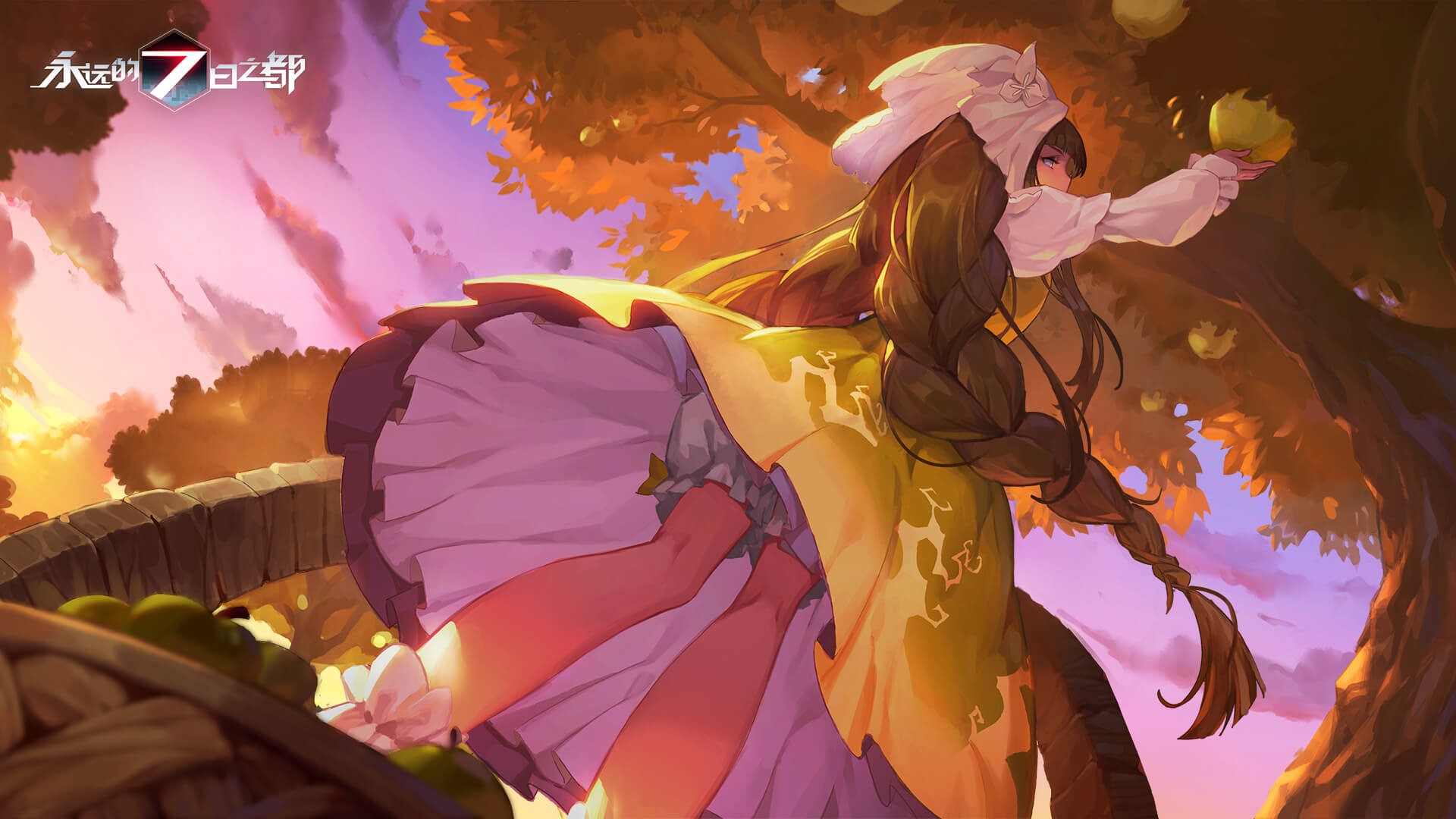 Girl picking apples in Forever 7th Capital HD Wallpaper