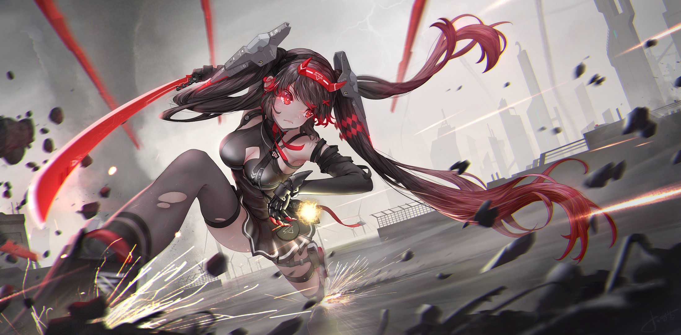 Punishing Gray Raven Mechamusume Action Scene HD Wallpaper
