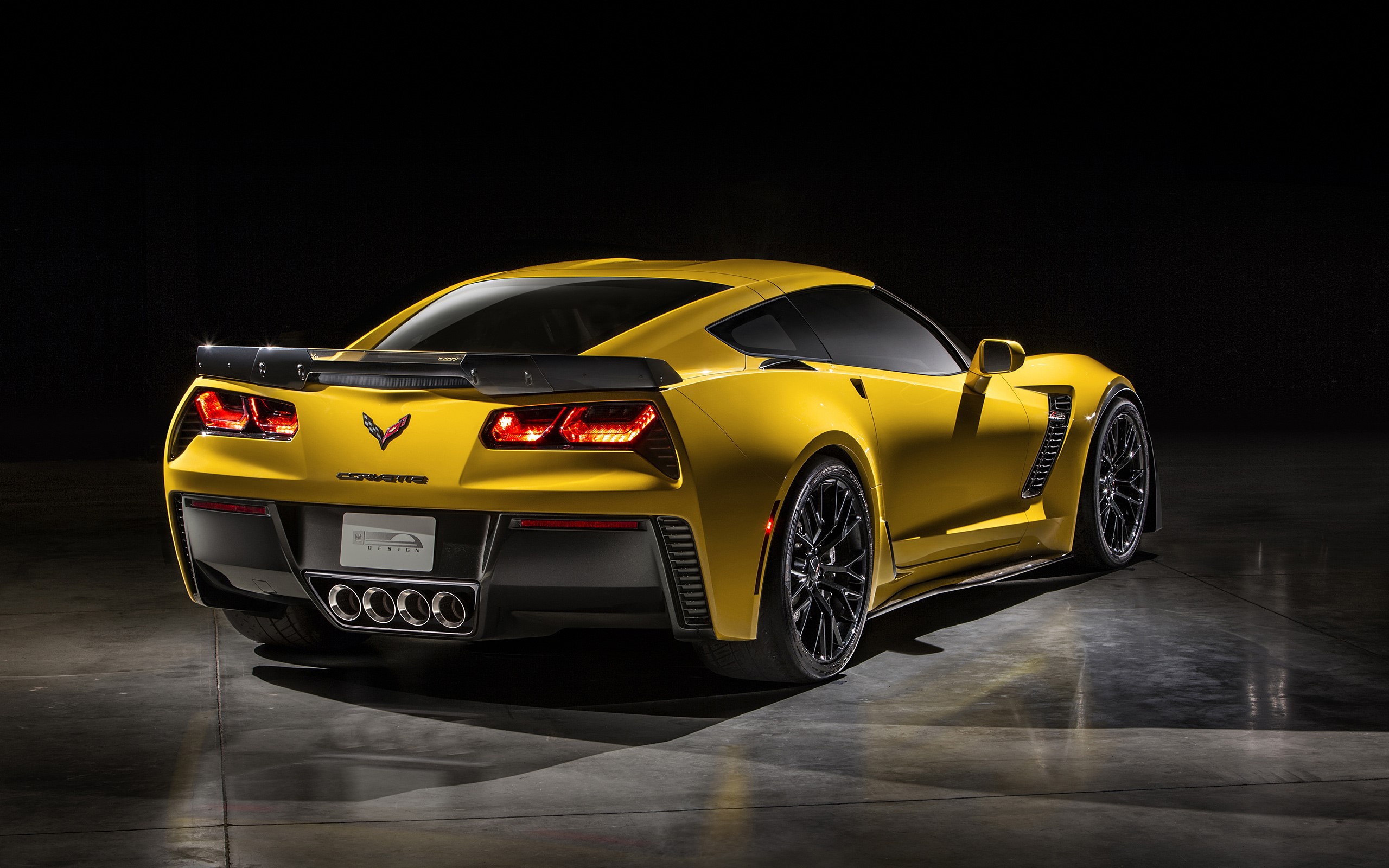 Yellow Chevrolet Corvette Z06 rear view HD Wallpaper