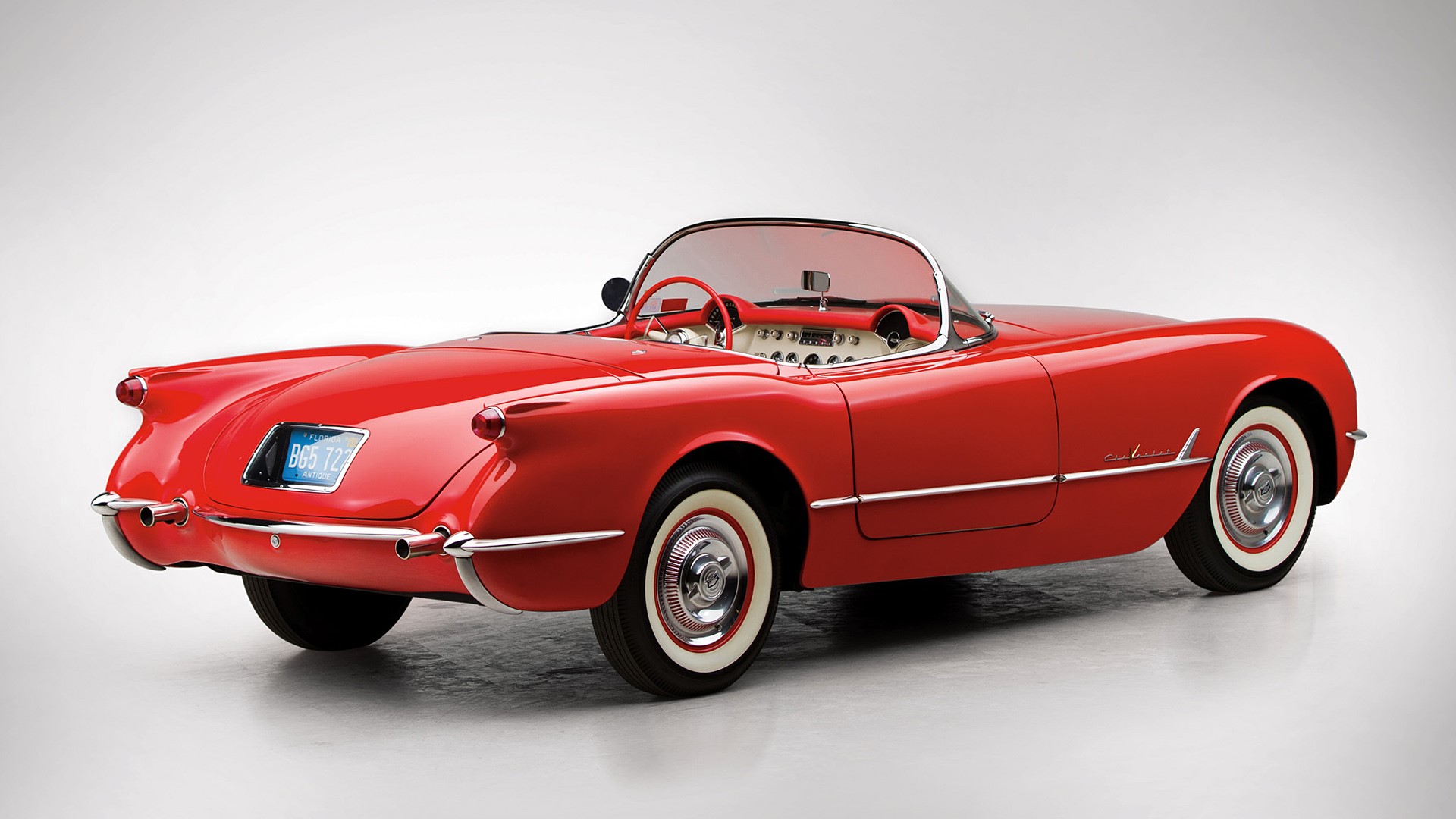 Red Chevrolet Corvette C1 Convertible HD Wallpaper