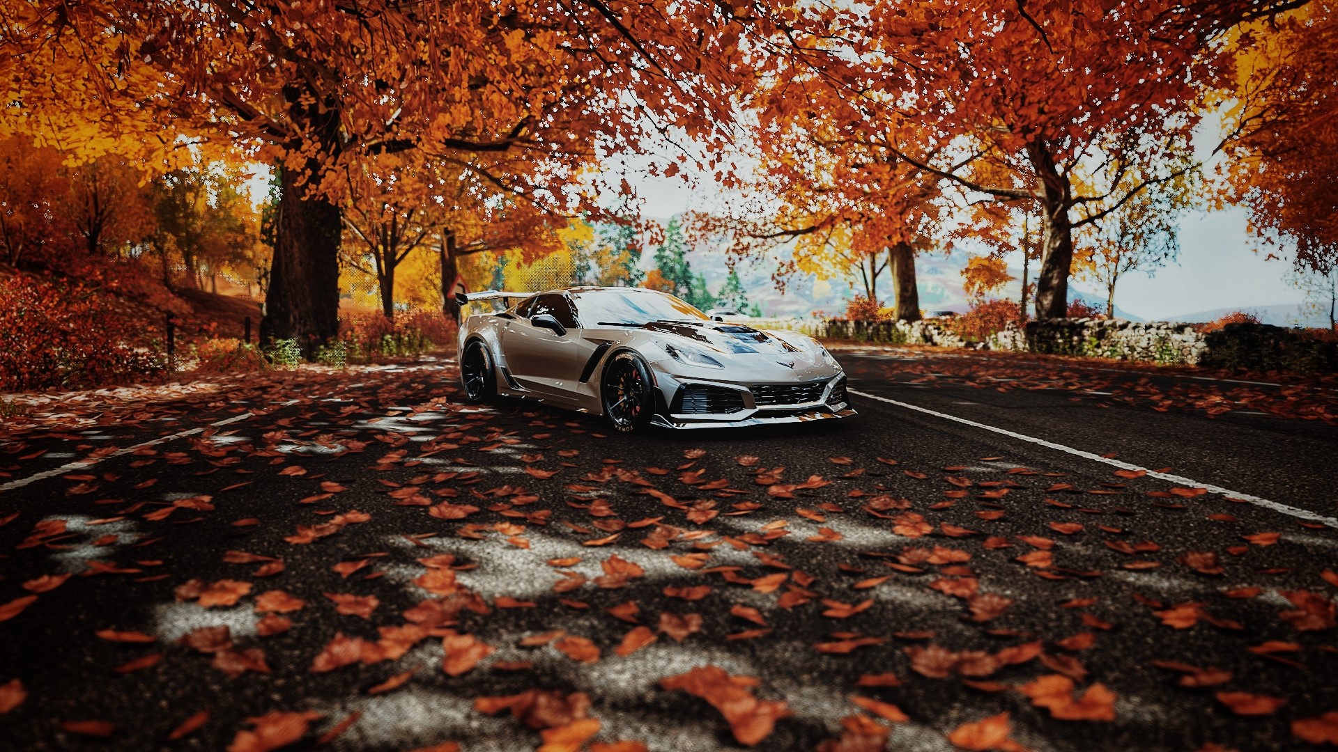 Chevrolet Corvette ZR1 in Fall Landscape HD Wallpaper