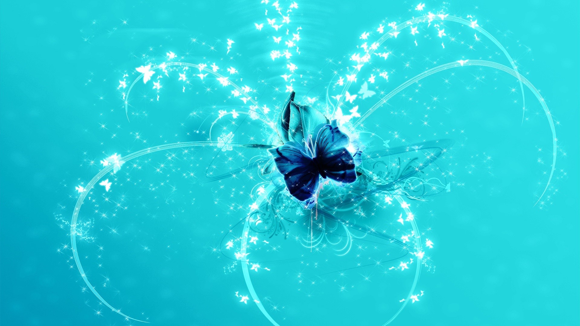 Abstract blue butterfly with glowing particles HD Wallpaper