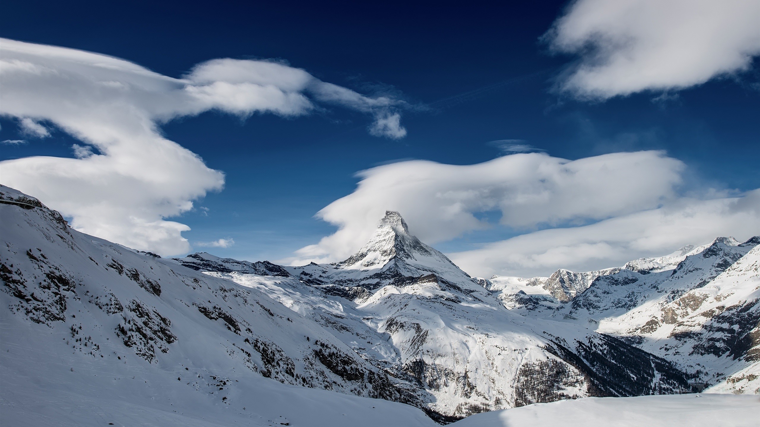 Matterhorn mountain in Switzerland with clouds HD Wallpaper