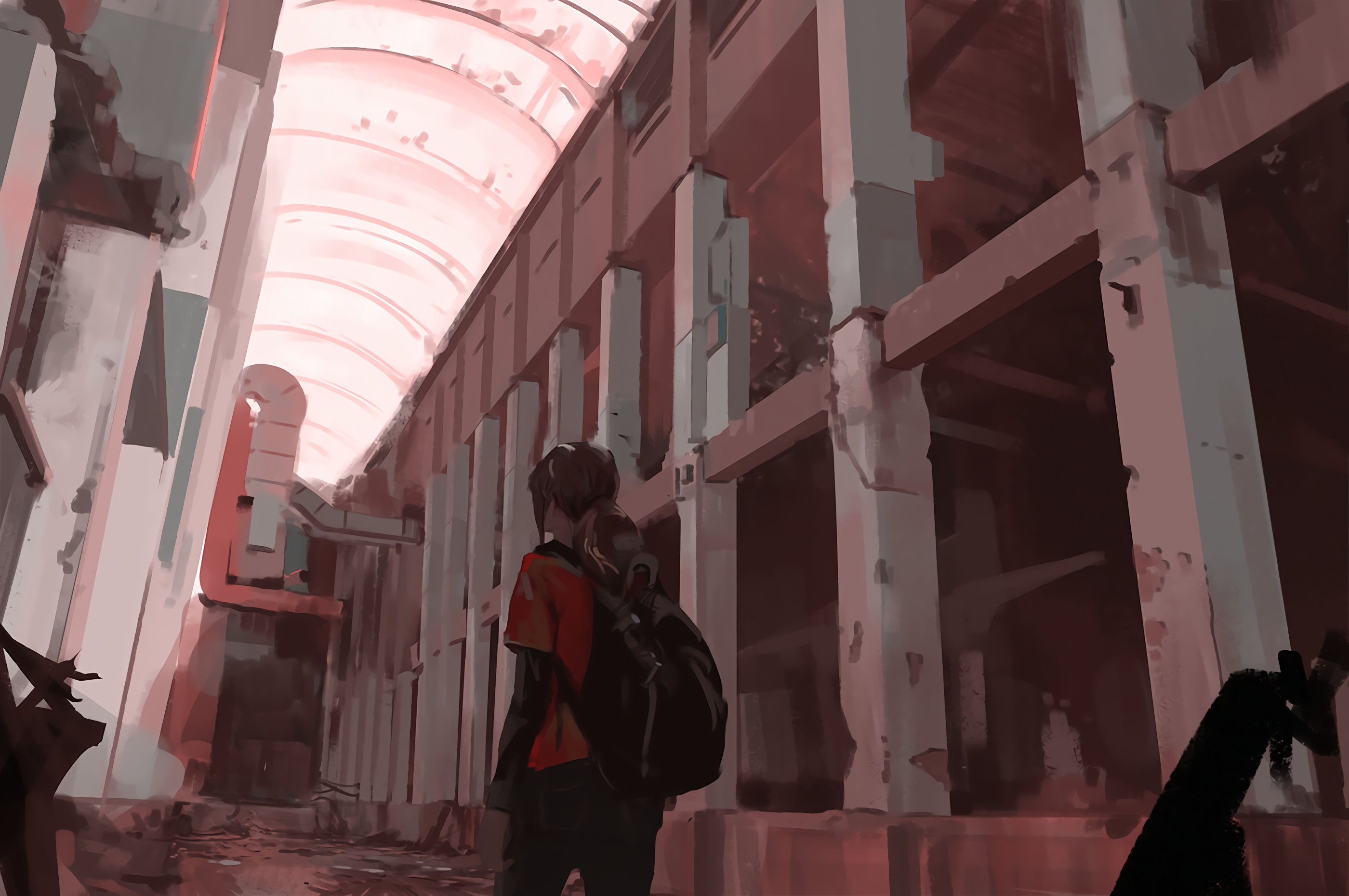 Ellie from The Last of Us in ruined building HD Wallpaper