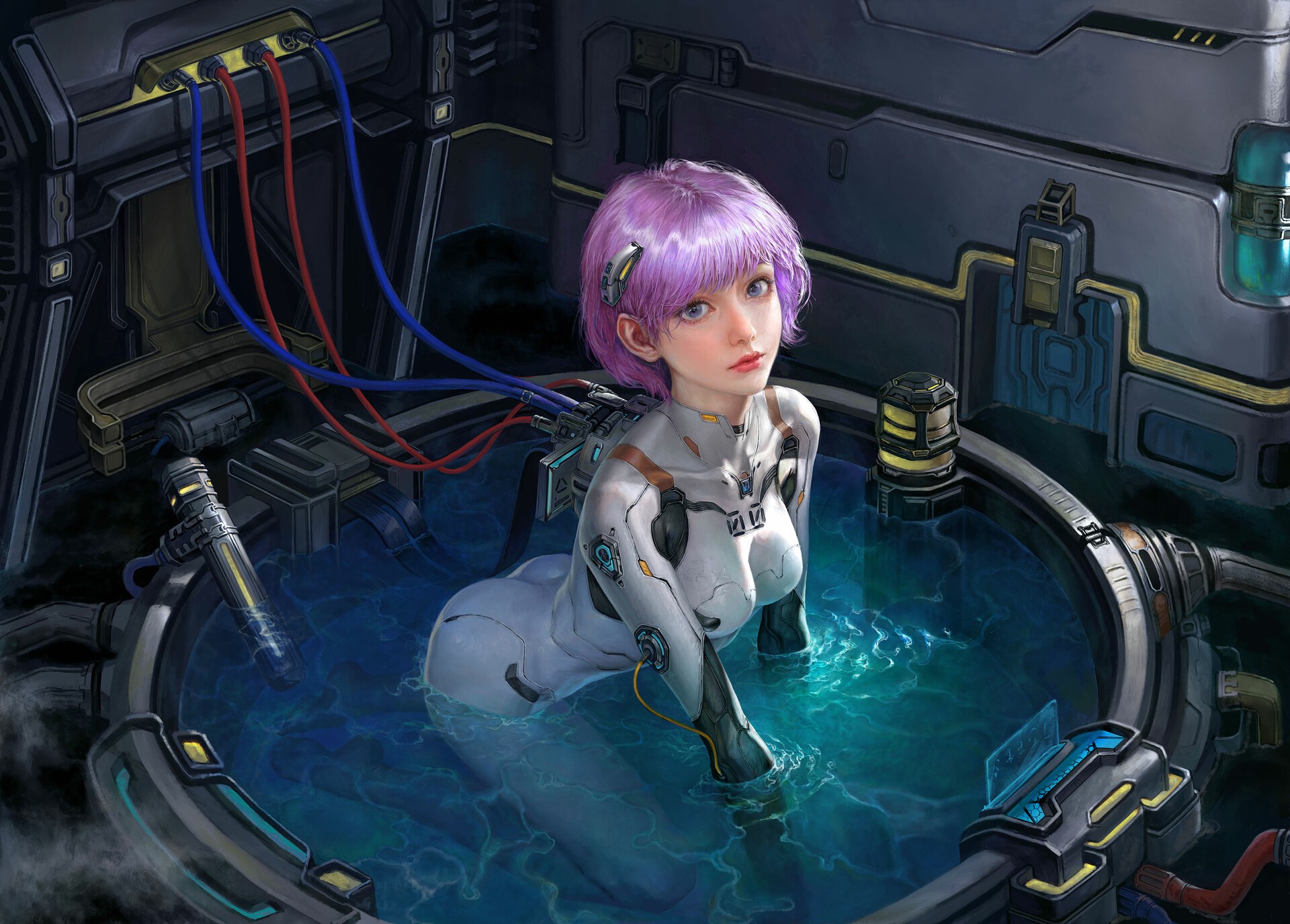 Ayanami Rei from Neon Genesis Evangelion in futuristic pod HD Wallpaper