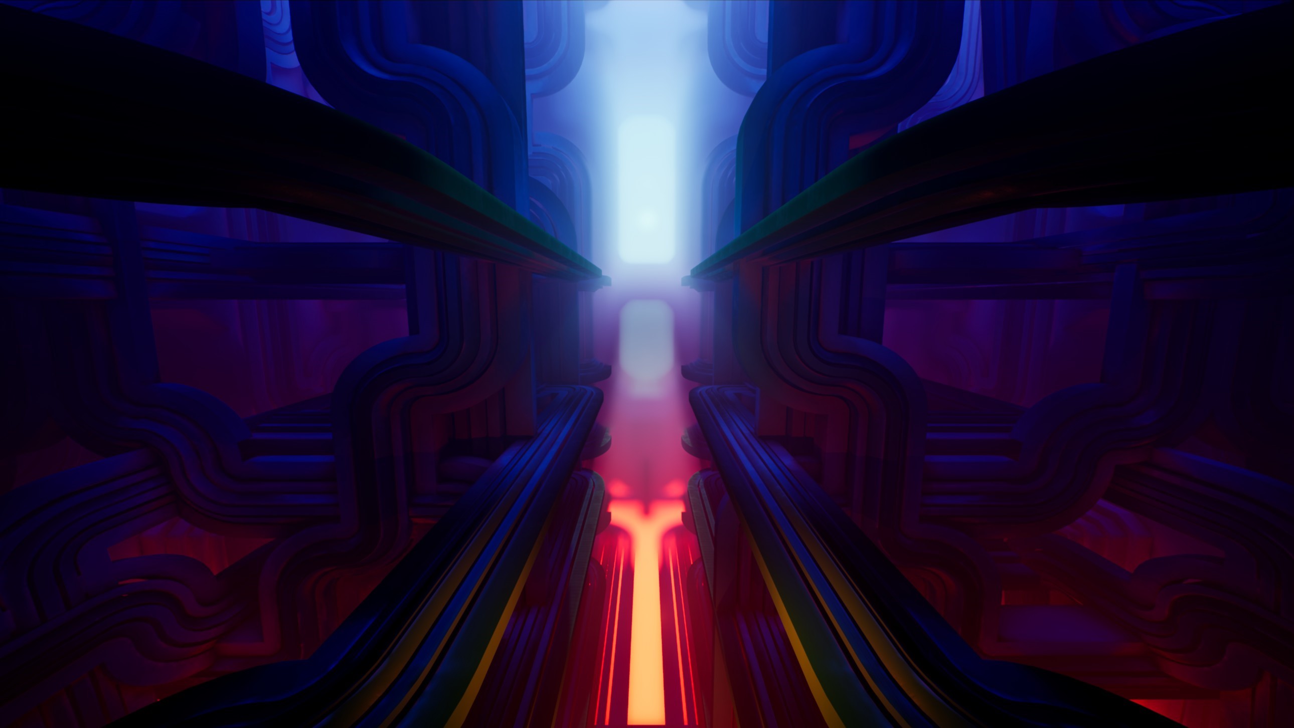 Abstract digital art with glowing lights HD Wallpaper