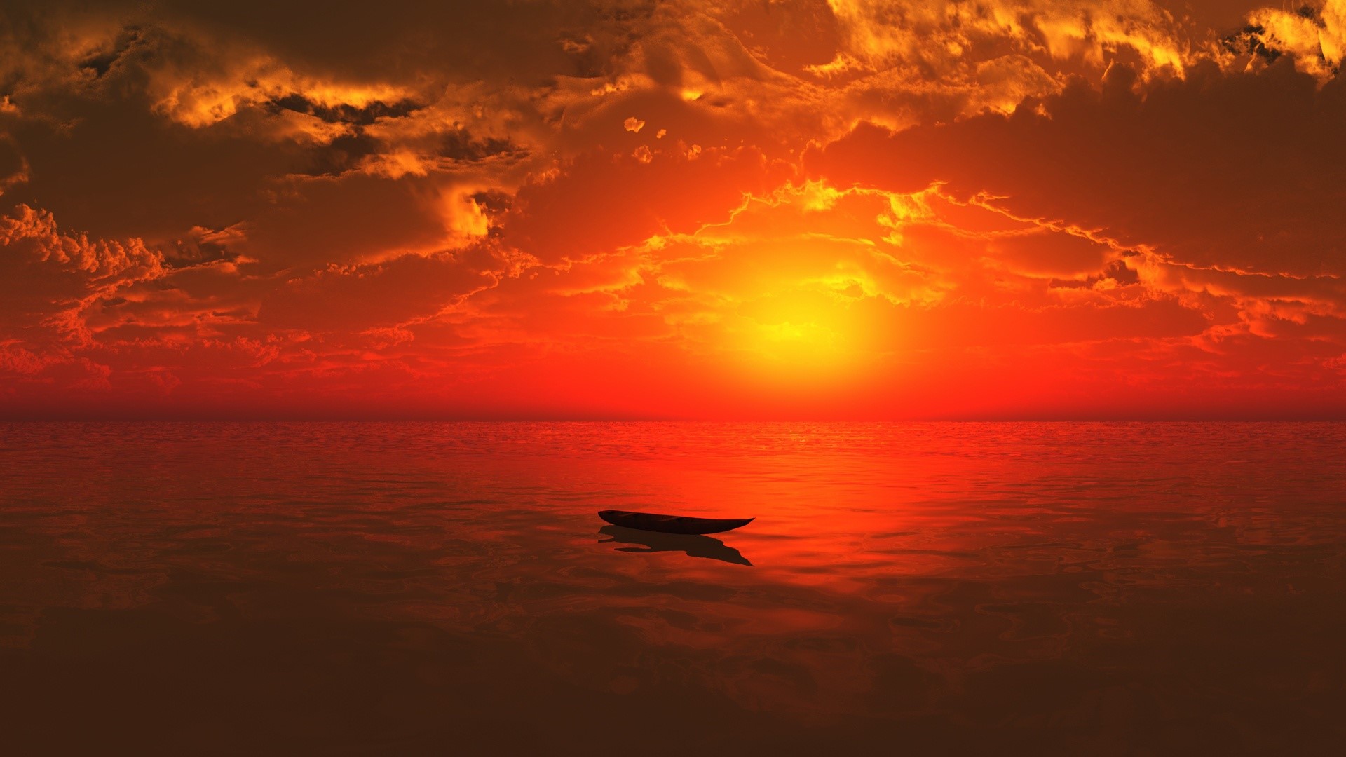 Boat on the sea during sunset HD Wallpaper