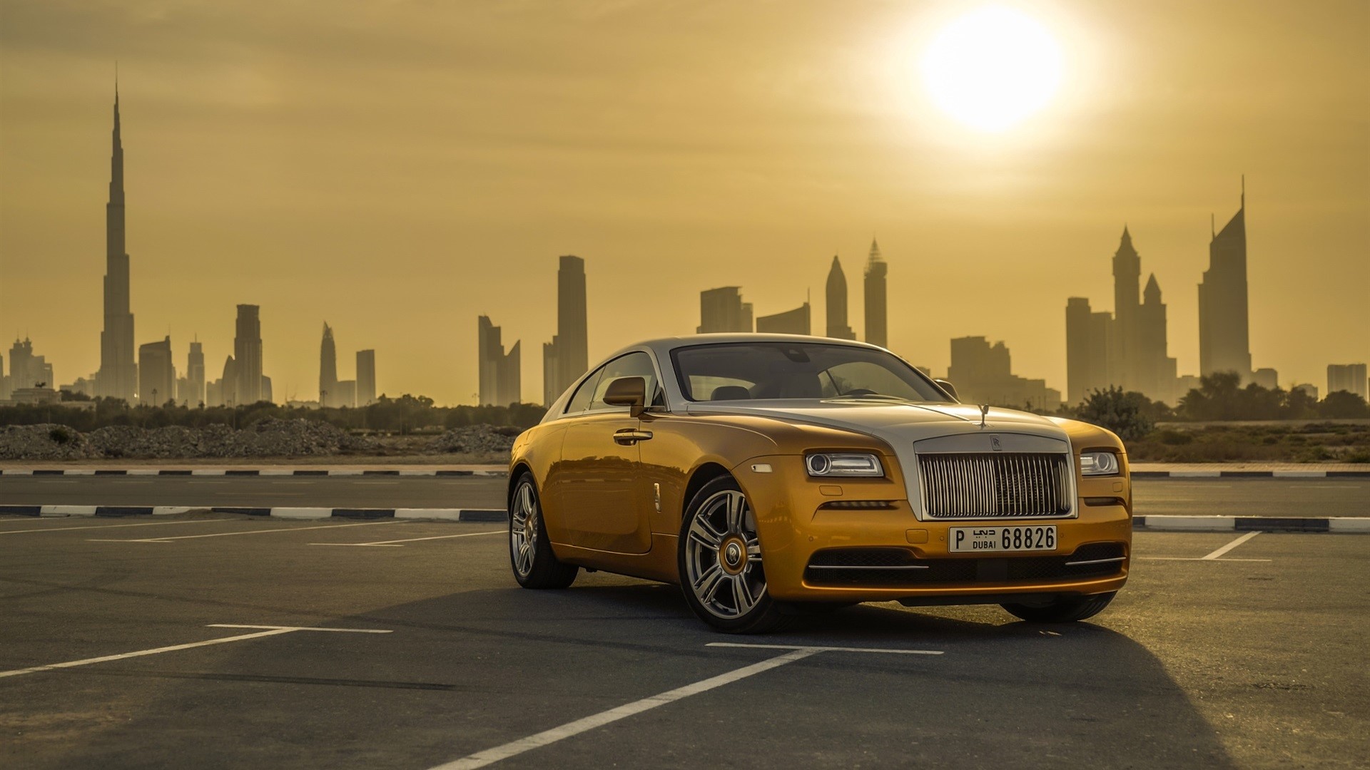 Rolls-Royce Wraith in Dubai with Burj Khalifa HD Wallpaper