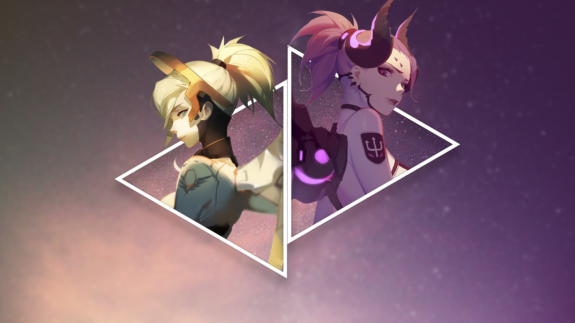 Mercy from Overwatch with horns HD Wallpaper