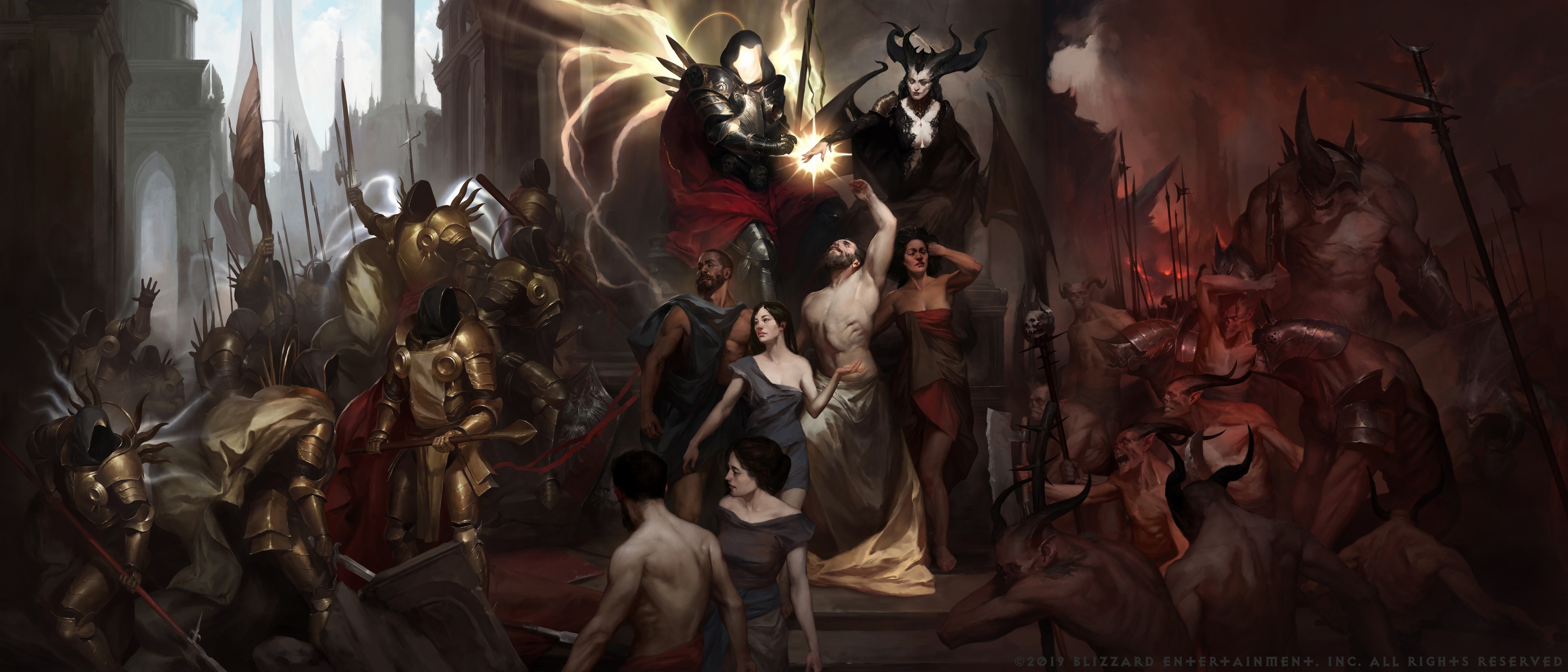 Diablo: Archangel vs. Lilith with Demons and Soldiers HD Wallpaper