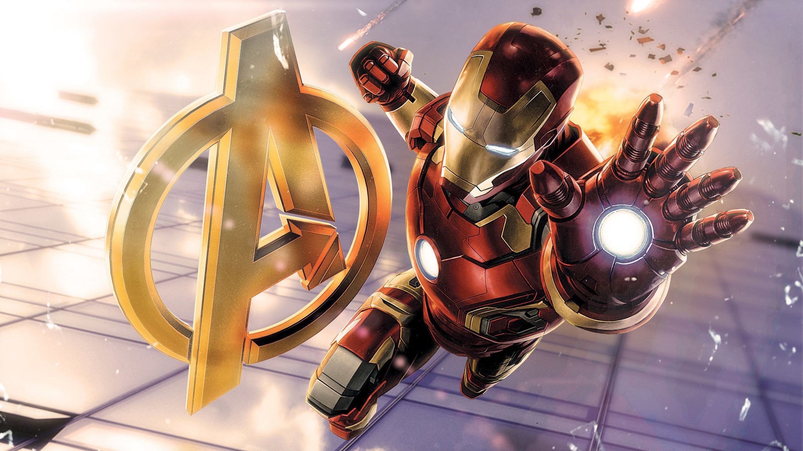 Iron Man from The Avengers with the Avengers logo HD Wallpaper