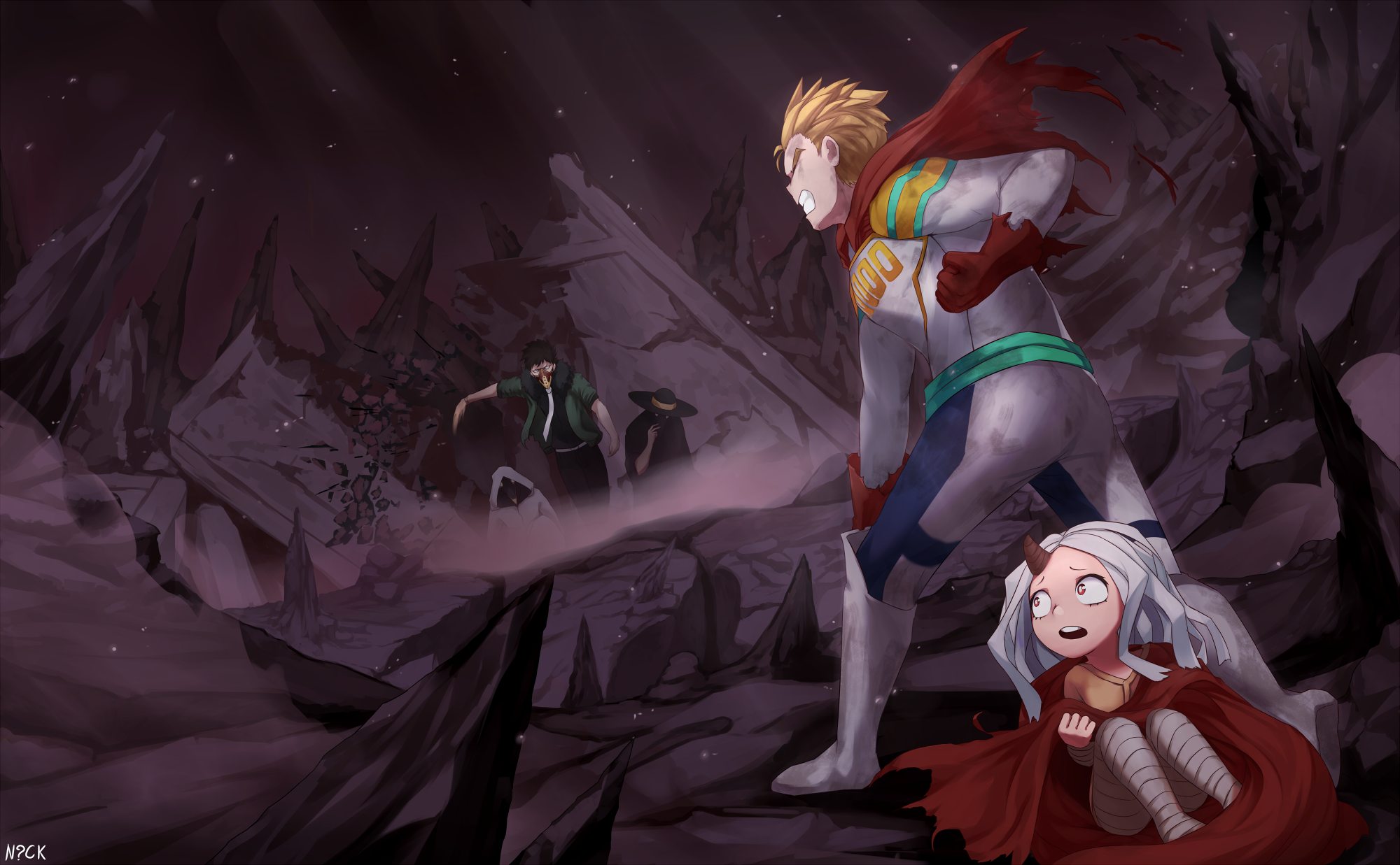 Lemillion and Eri from Boku no Hero Academia in a ruined landscape HD Wallpaper