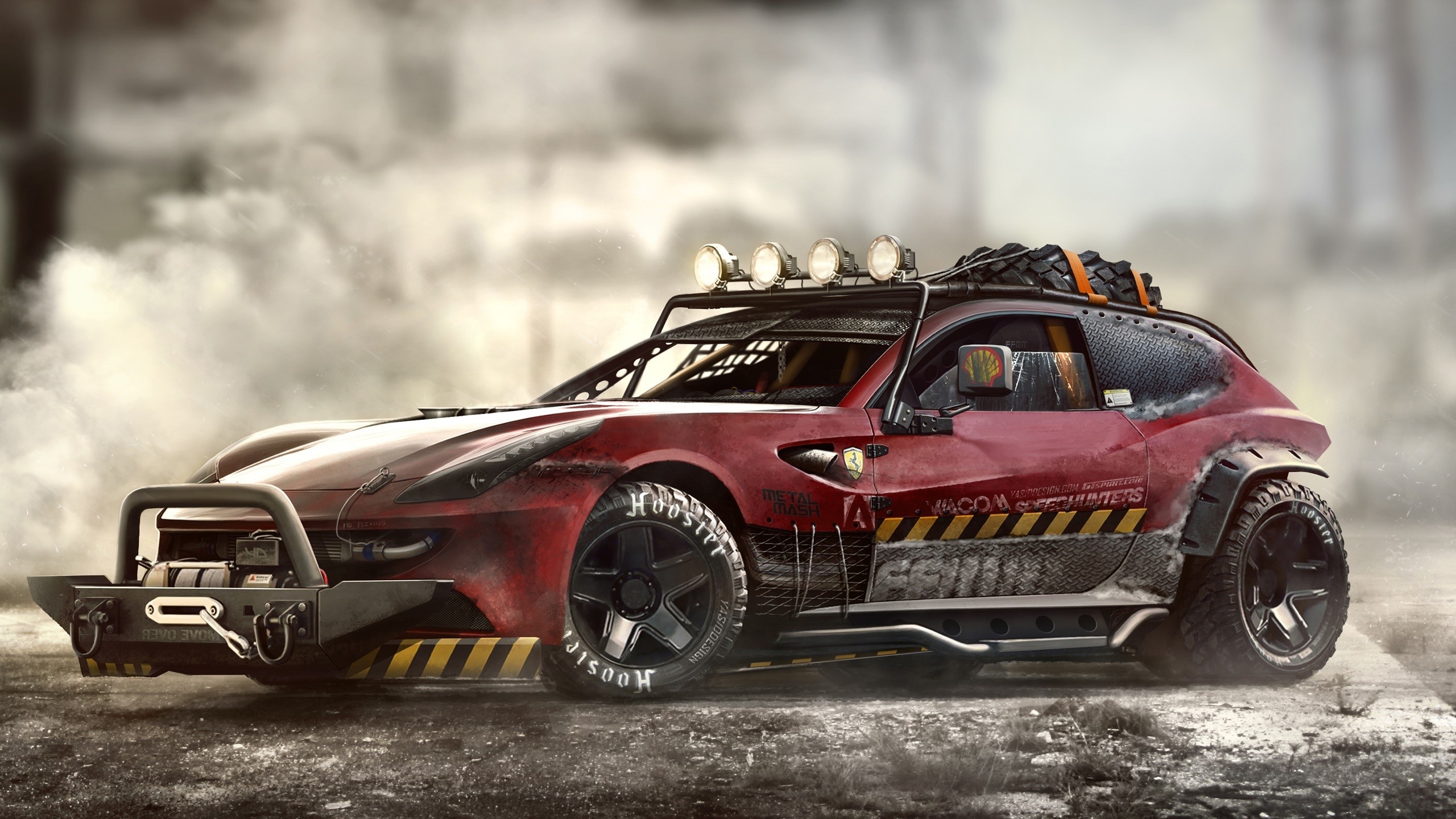Modified red Ferrari FF off-road vehicle HD Wallpaper
