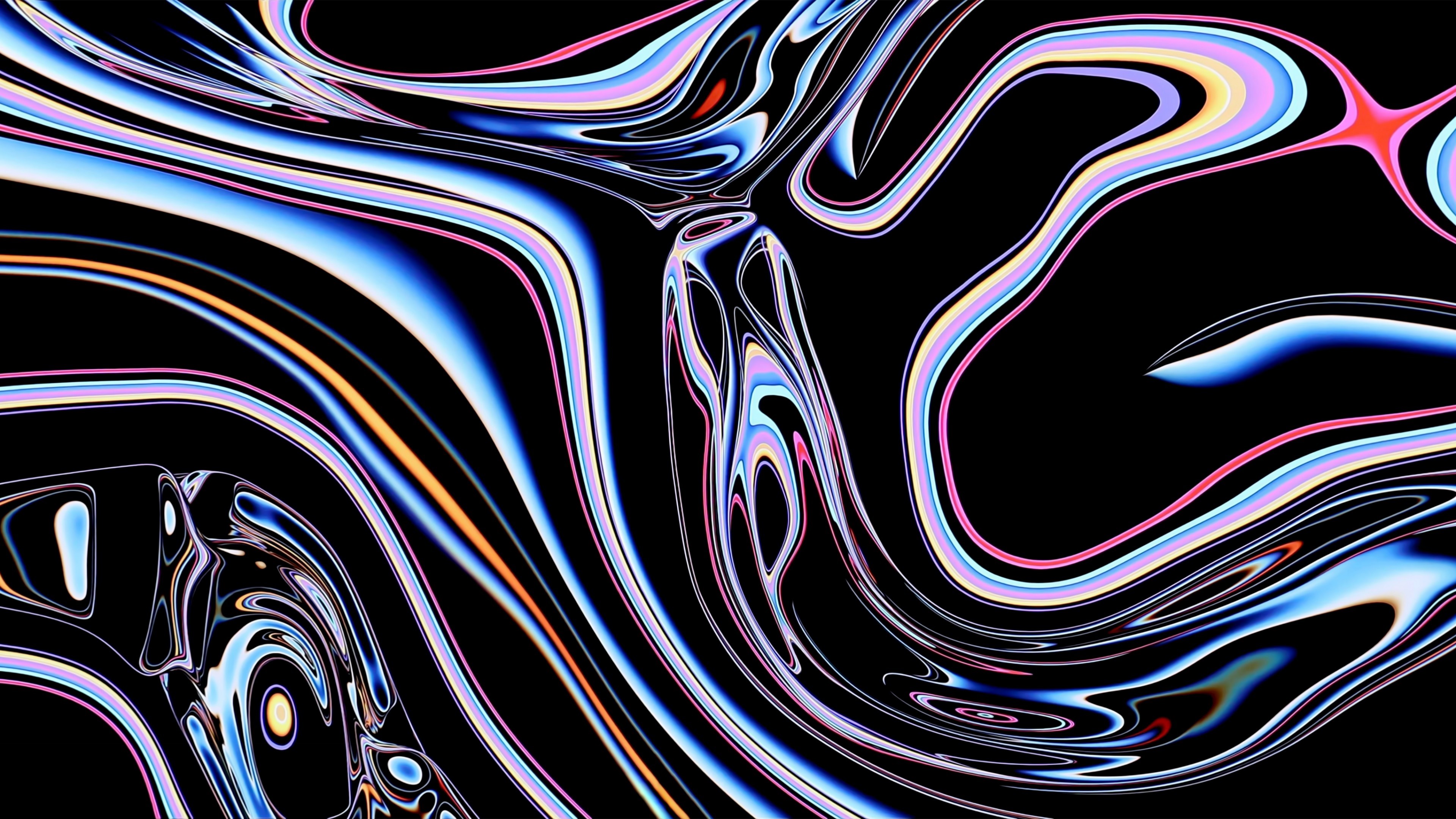 Colorful abstract liquid metal swirls HD Wallpaper