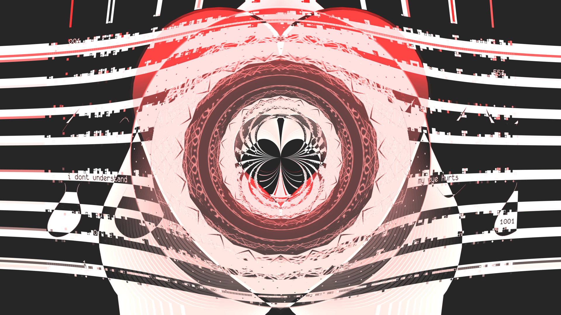 Glitch art with abstract heart design and text HD Wallpaper