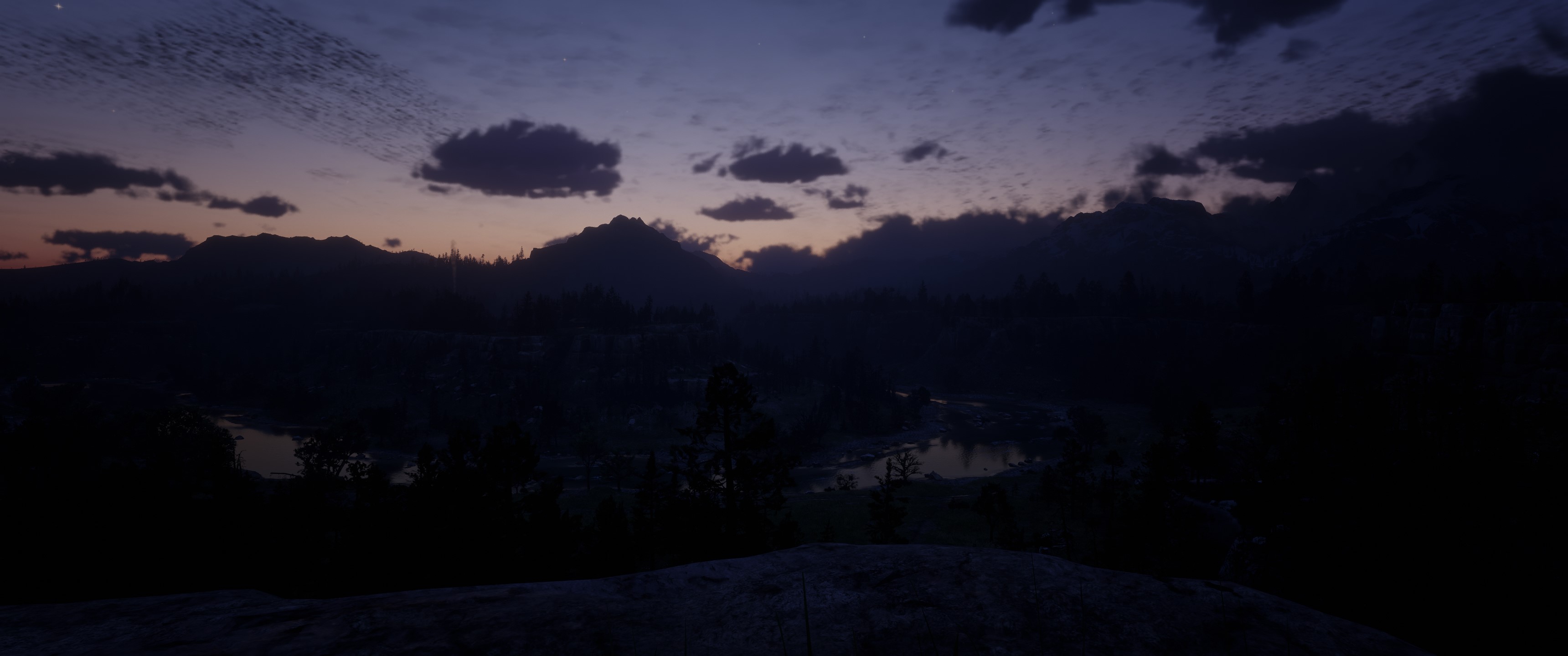 Red Dead Redemption 2 river landscape at dusk HD Wallpaper