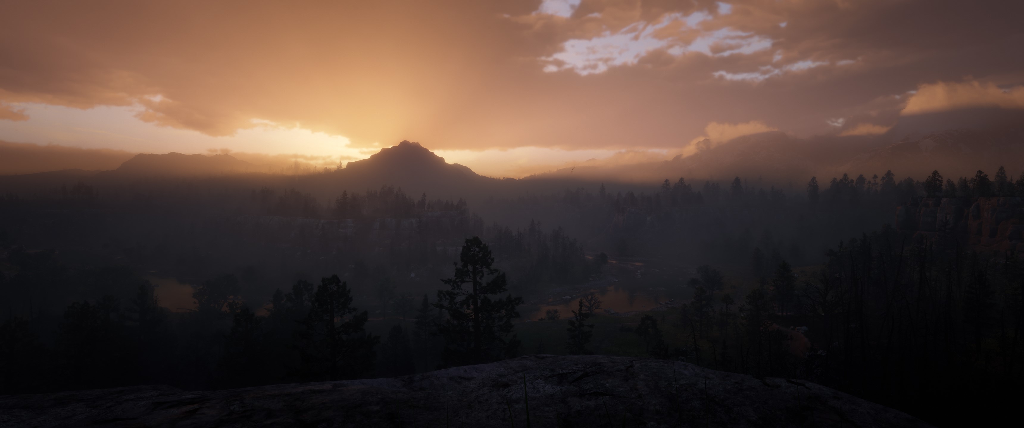Red Dead Redemption 2 landscape at sunset HD Wallpaper