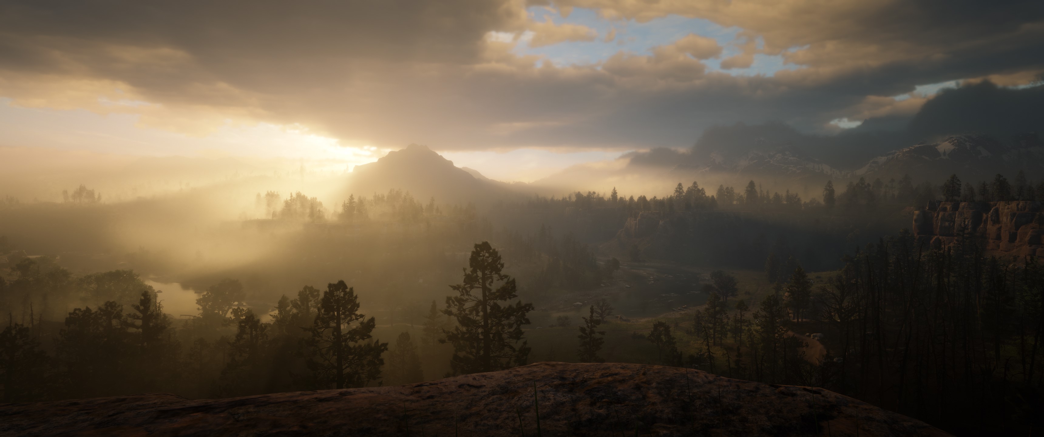 Red Dead Redemption 2 landscape at sunset HD Wallpaper