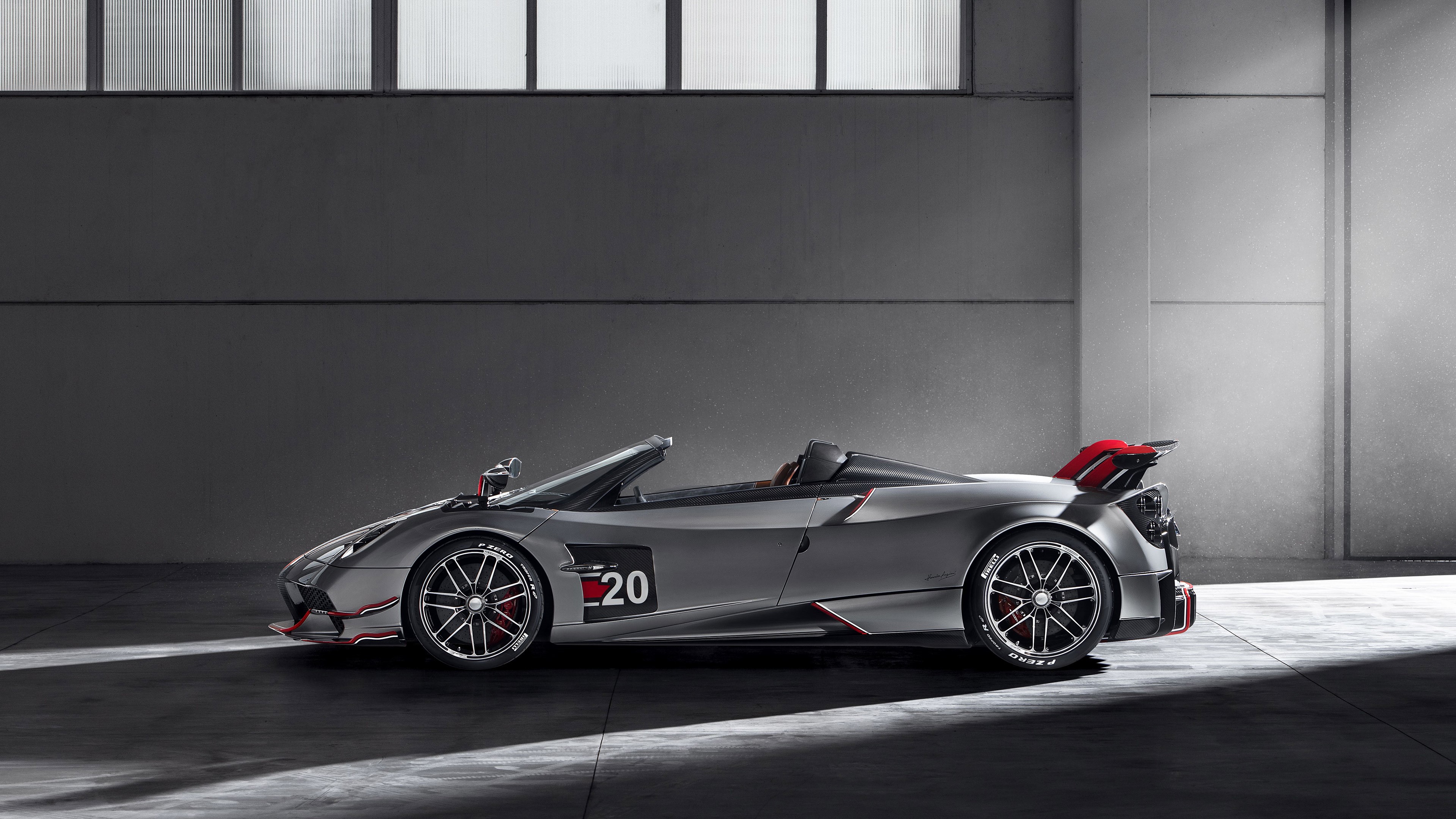 Pagani Huayra Roadster in Silver HD Wallpaper