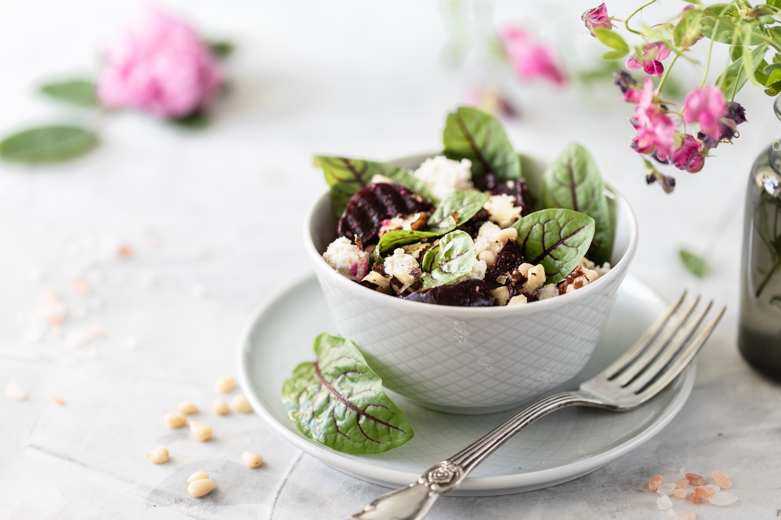 Beet Salad with Feta Cheese and Nuts HD Wallpaper