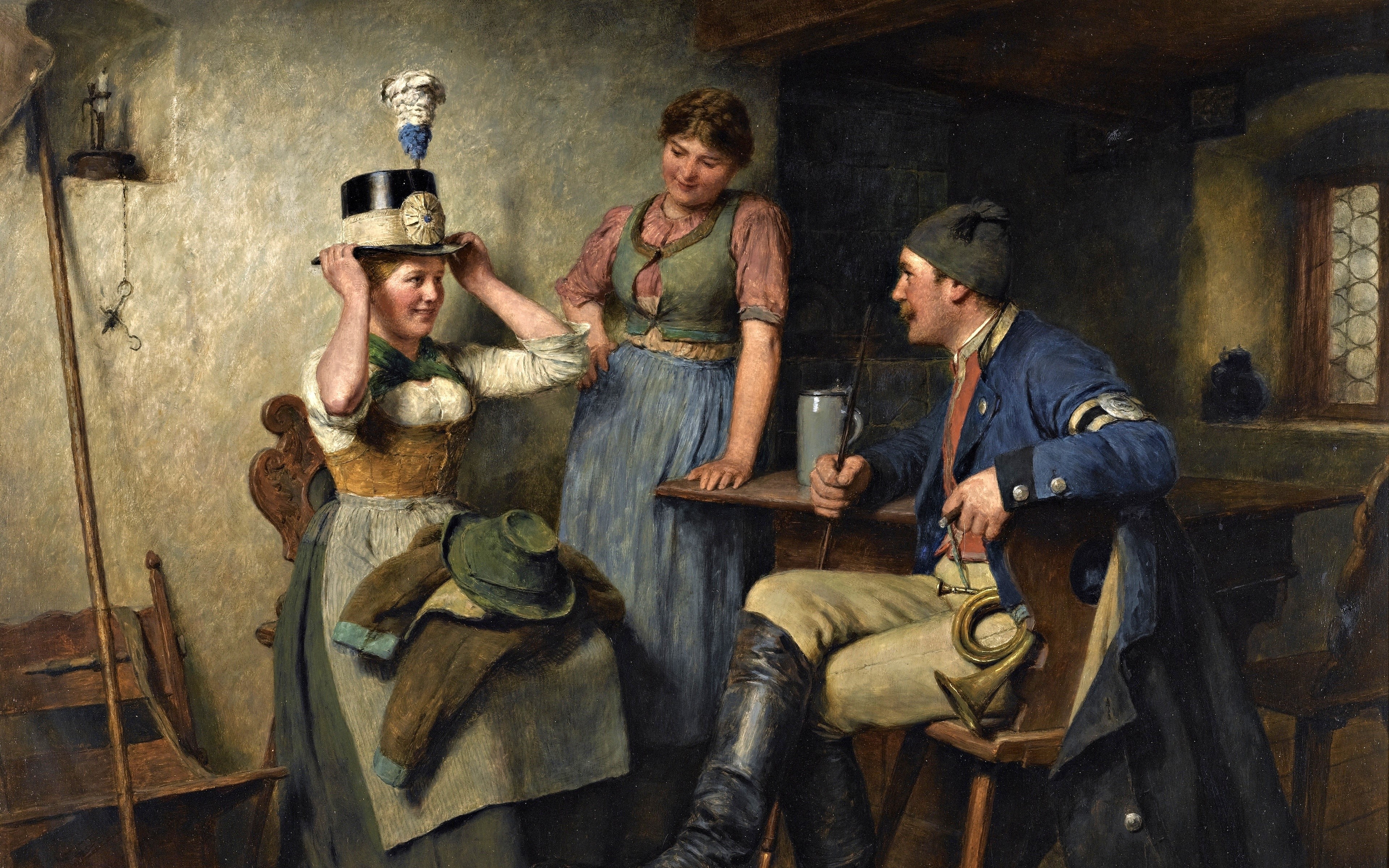 Hugo Kauffmann painting of people in traditional clothing HD Wallpaper