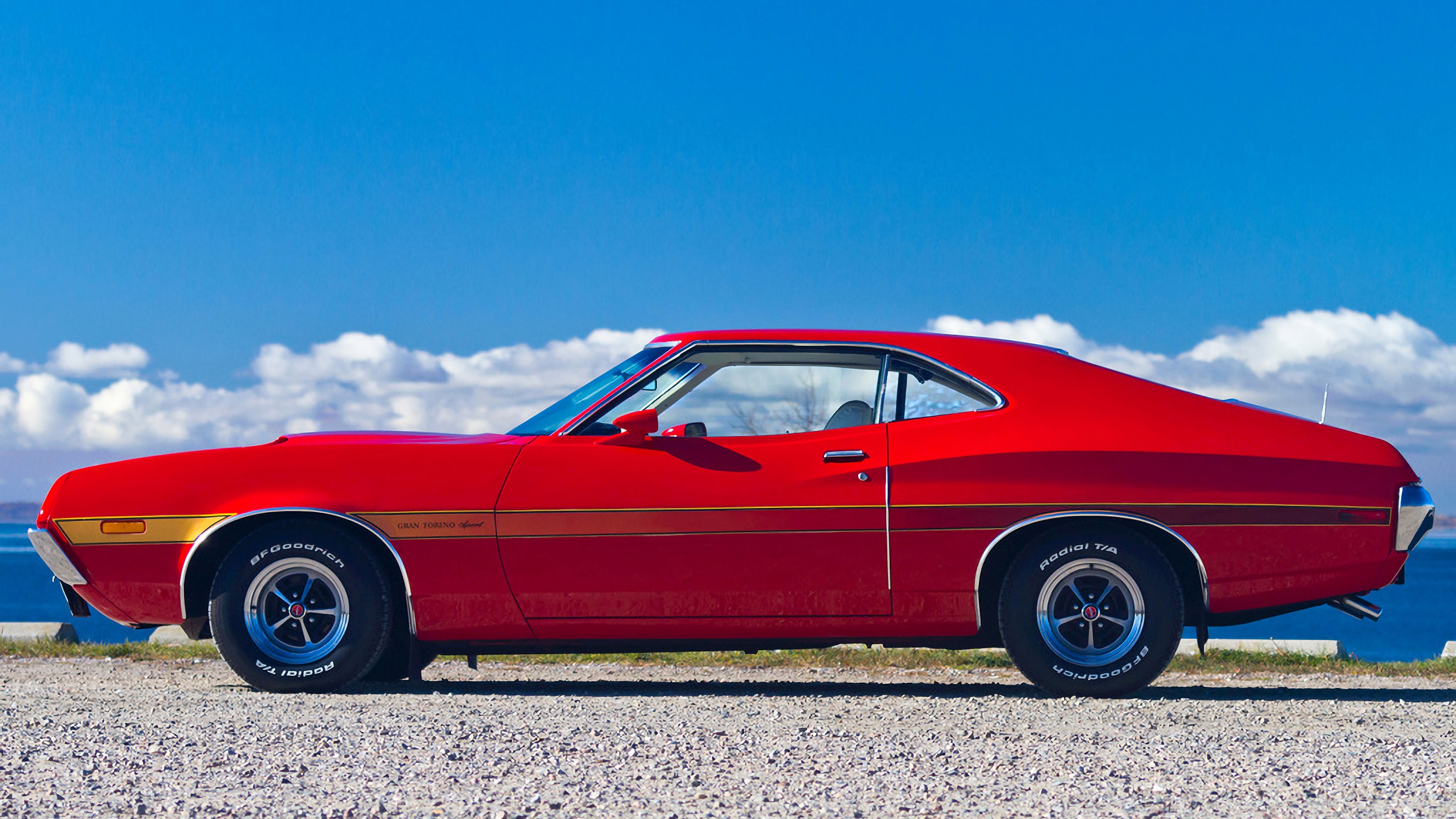 4K Red Ford Gran Torino Car HD Wallpaper