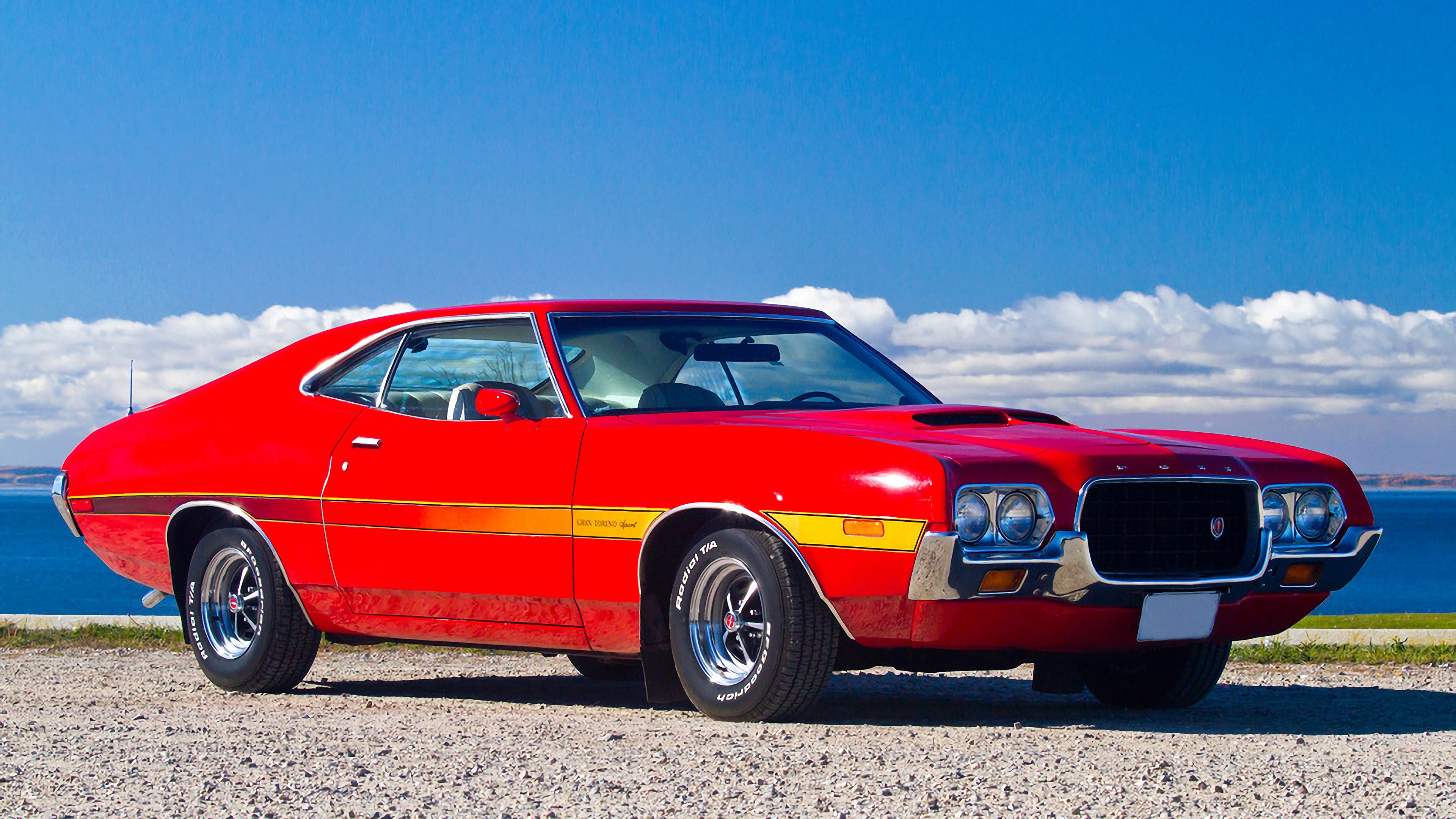 4K Red Ford Gran Torino Car HD Wallpaper