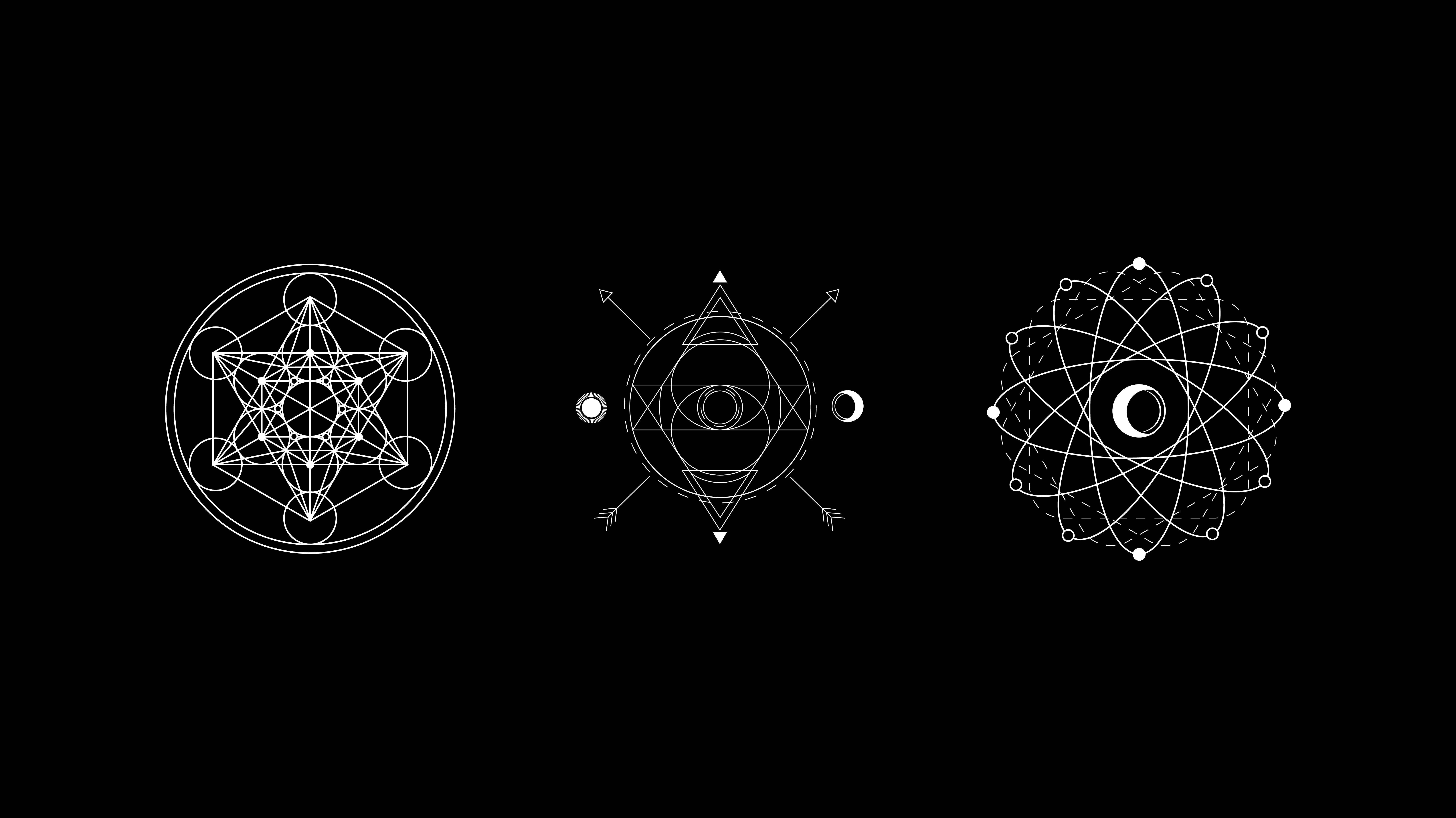 Sacred geometry symbols on black background HD Wallpaper
