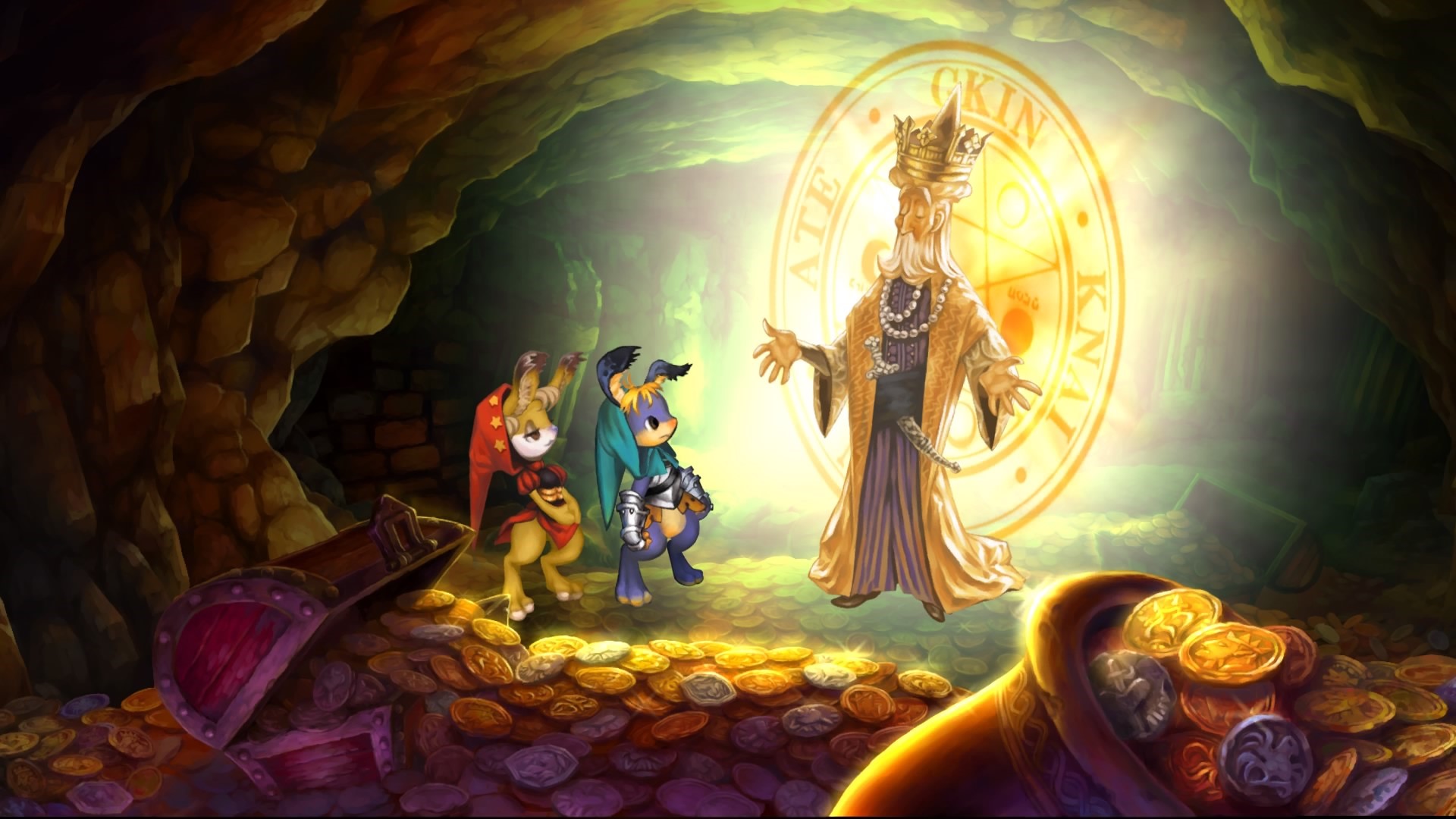 Odin Sphere Leifthrasir characters in a treasure cave HD Wallpaper