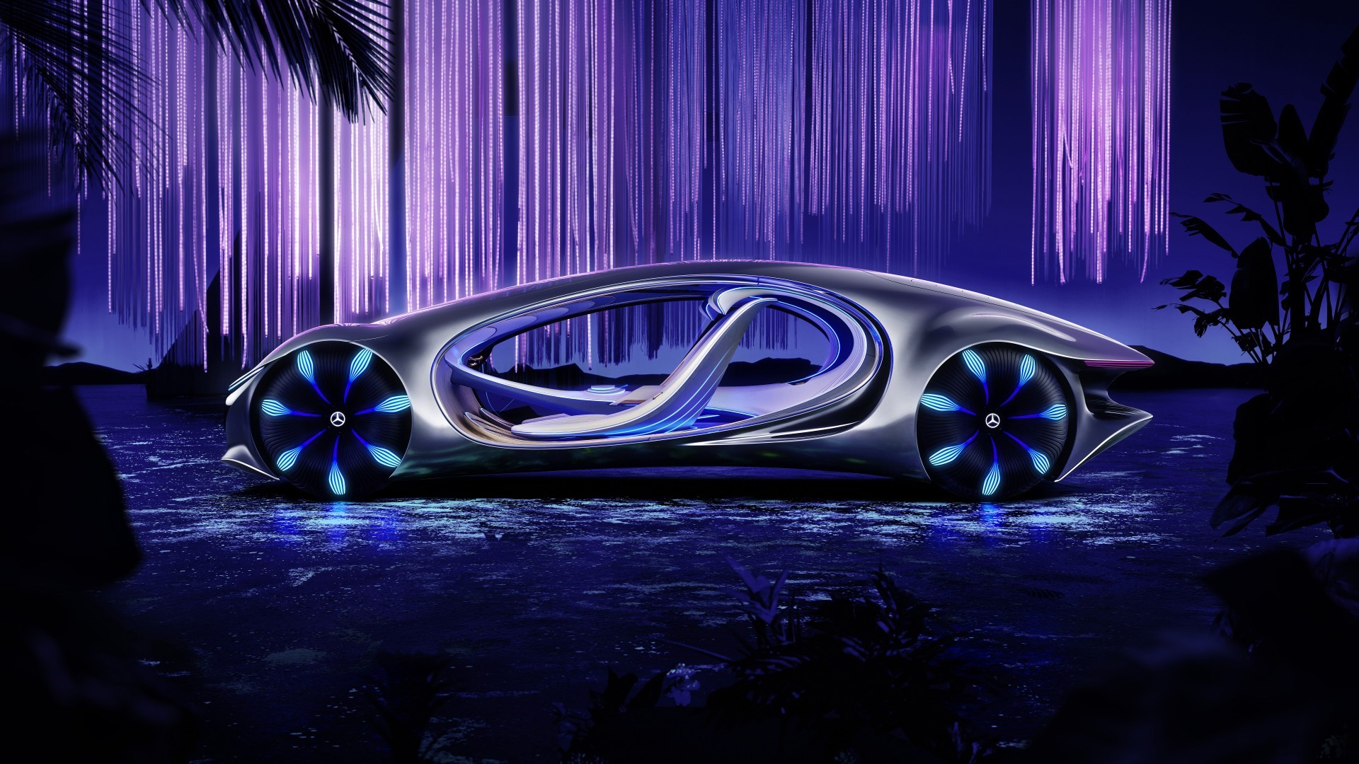 Mercedes-Benz AVTR concept car with glowing wheels HD Wallpaper