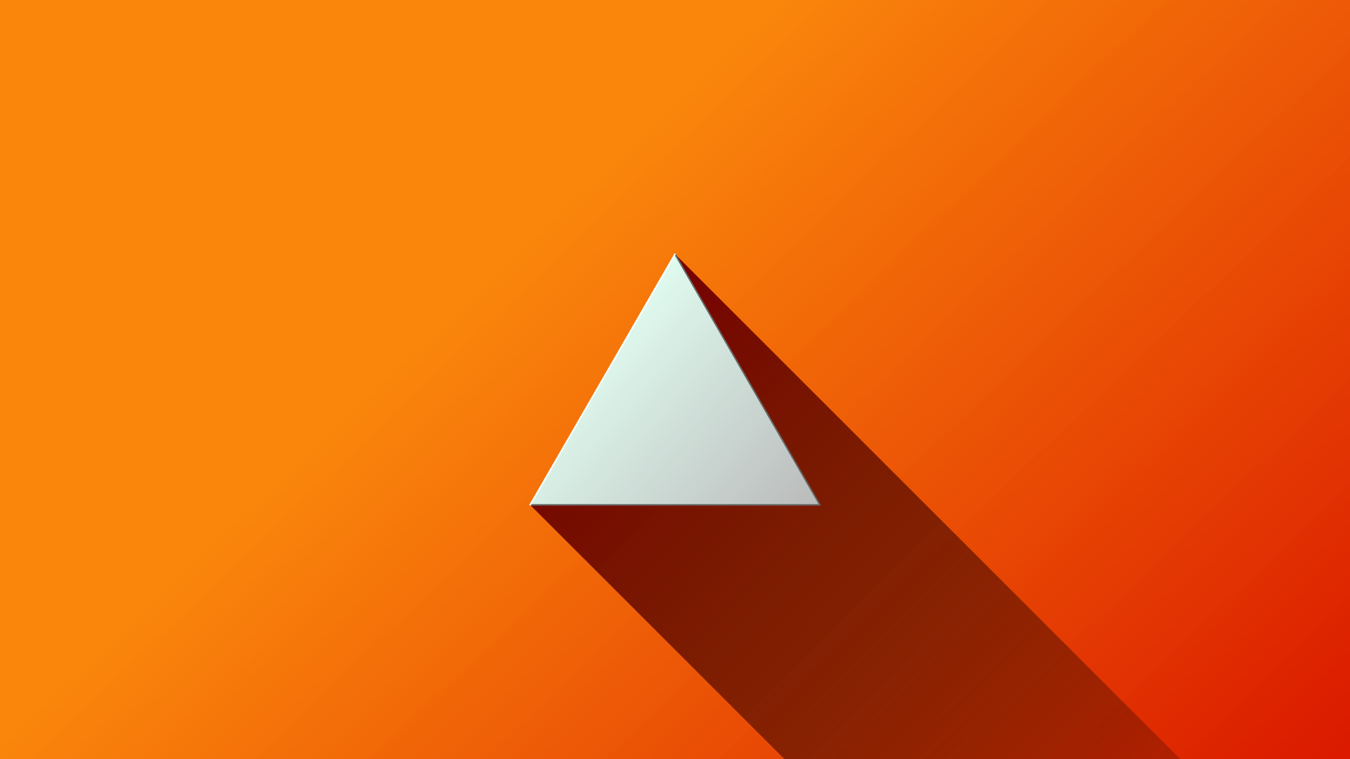 White triangle with long shadow on orange background HD Wallpaper