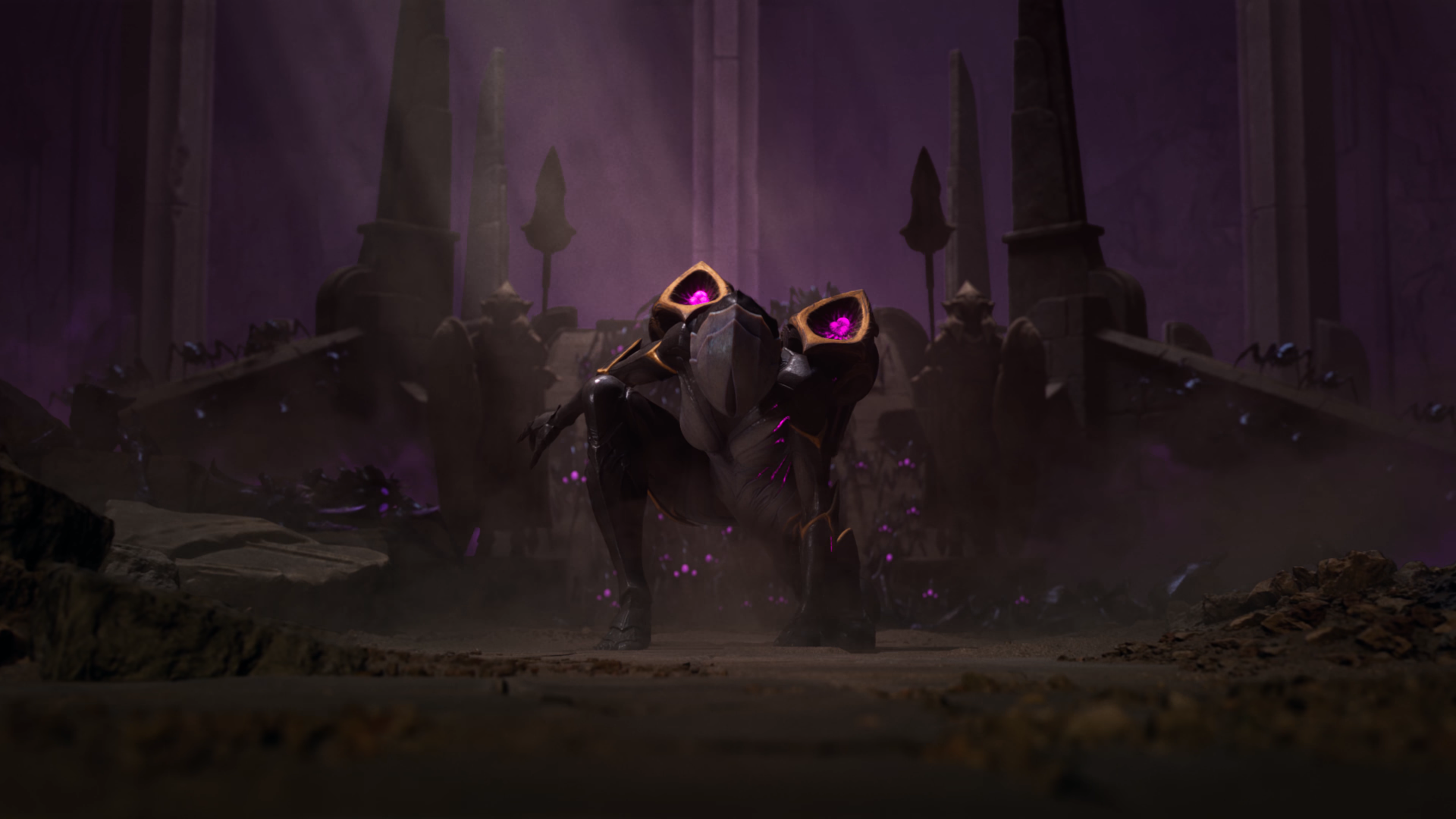 Kaisa from League of Legends in a dark arena HD Wallpaper