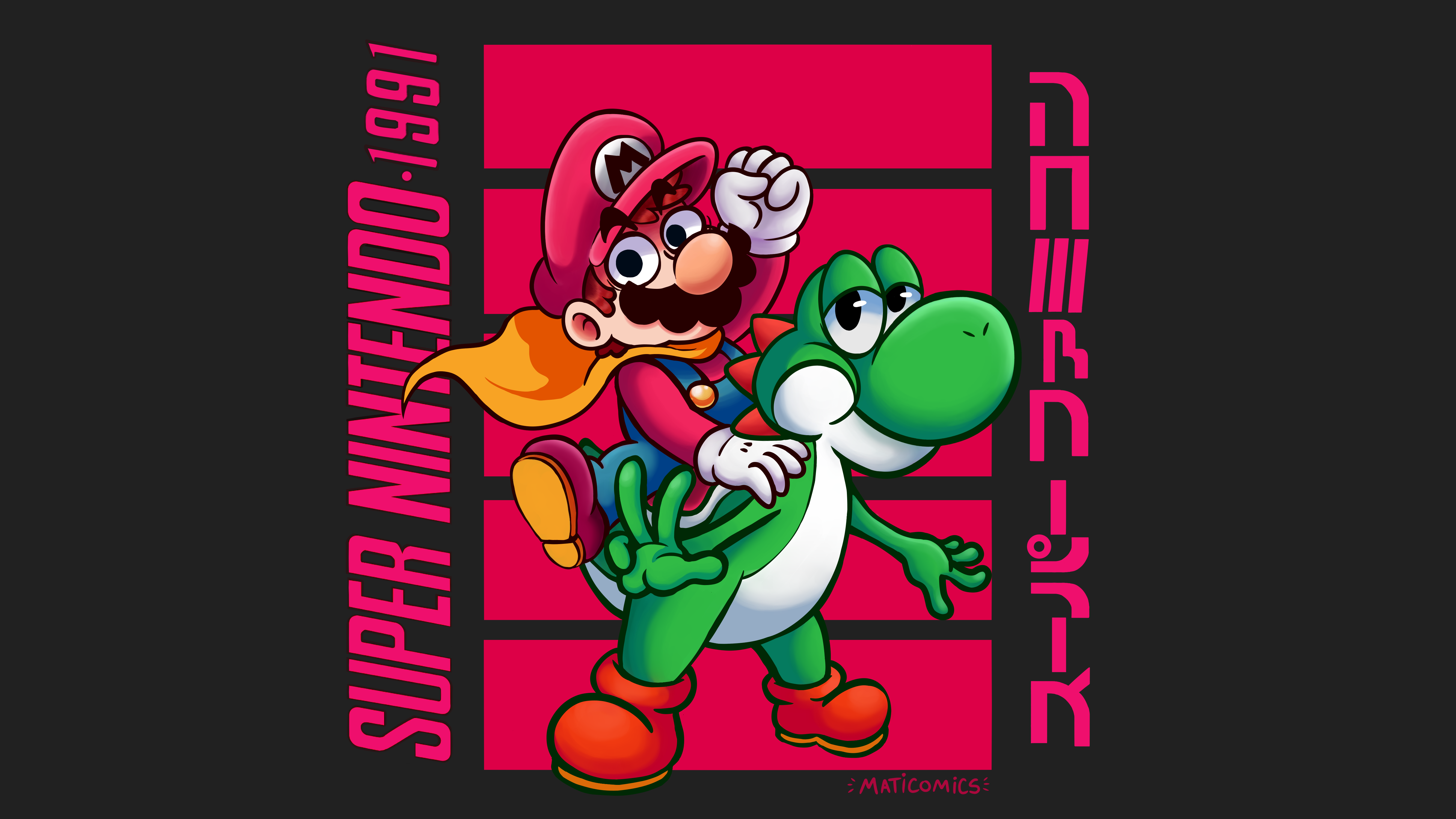 Mario and Yoshi from Super Nintendo 1991 HD Wallpaper