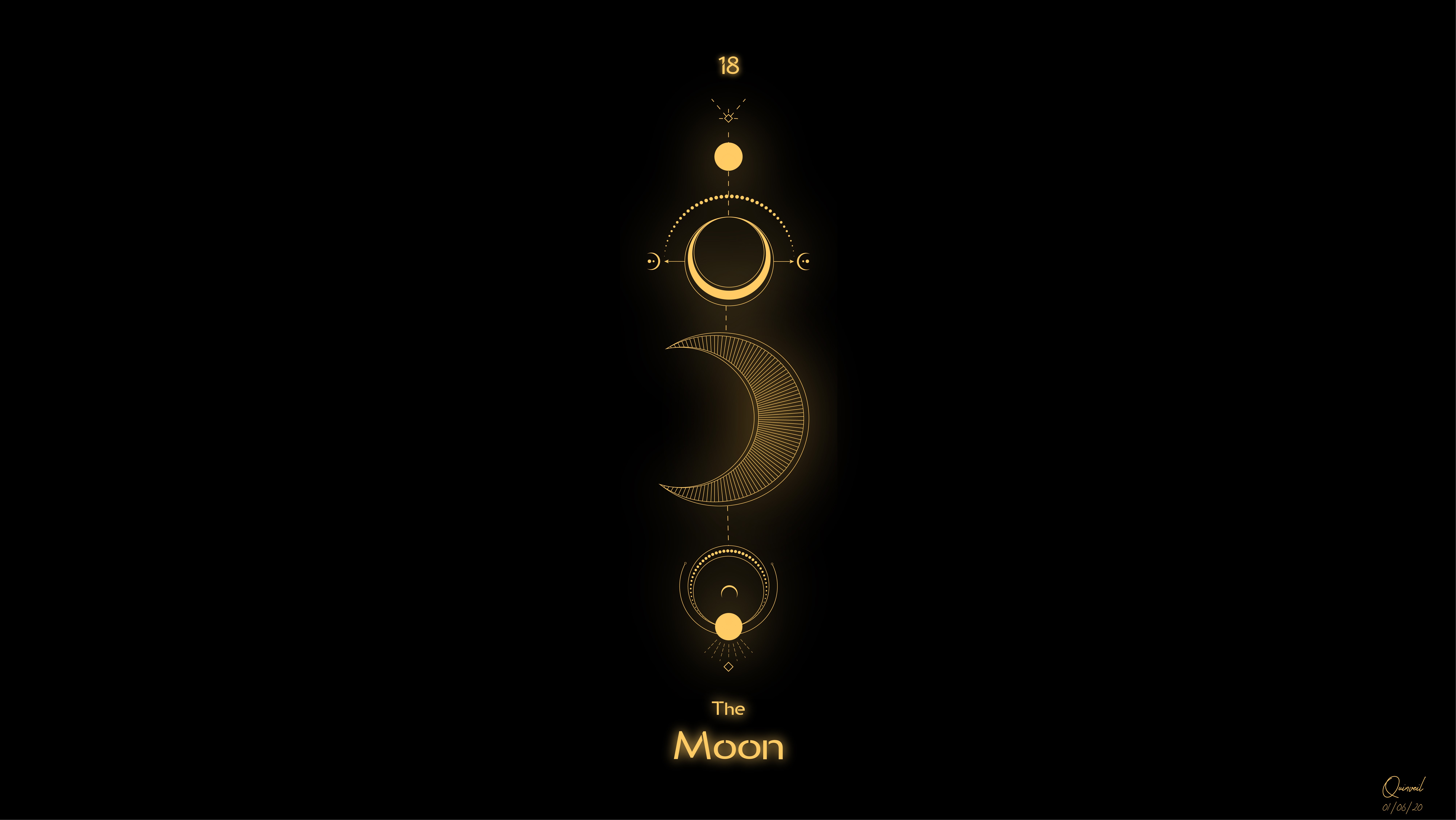 4K Minimalist Sacred Geometry Moon Design HD Wallpaper